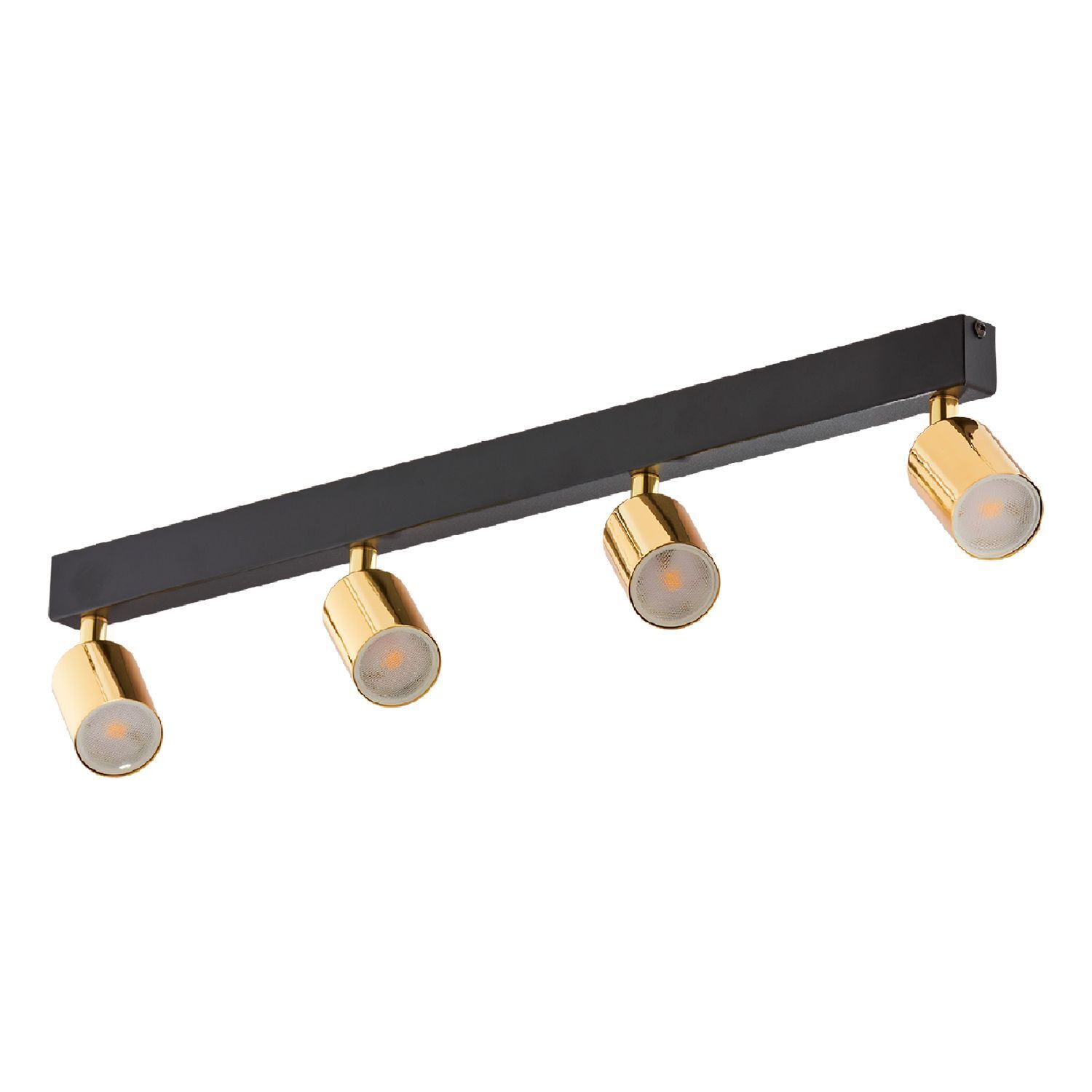 Spot de plafond GU10 or noir 4-flamme 83 cm long métal