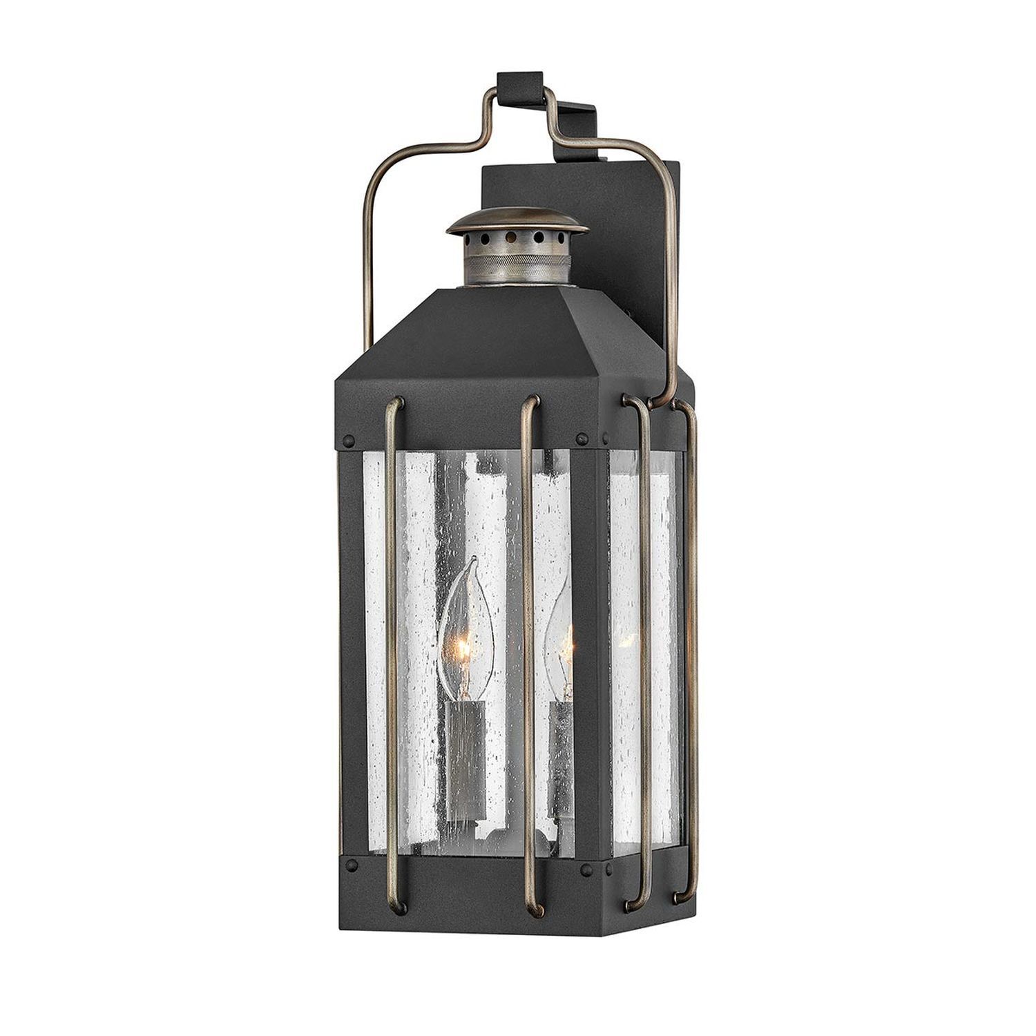 Lampe d'extérieur mur aluminium verre IP44 47 cm de haut Vintage