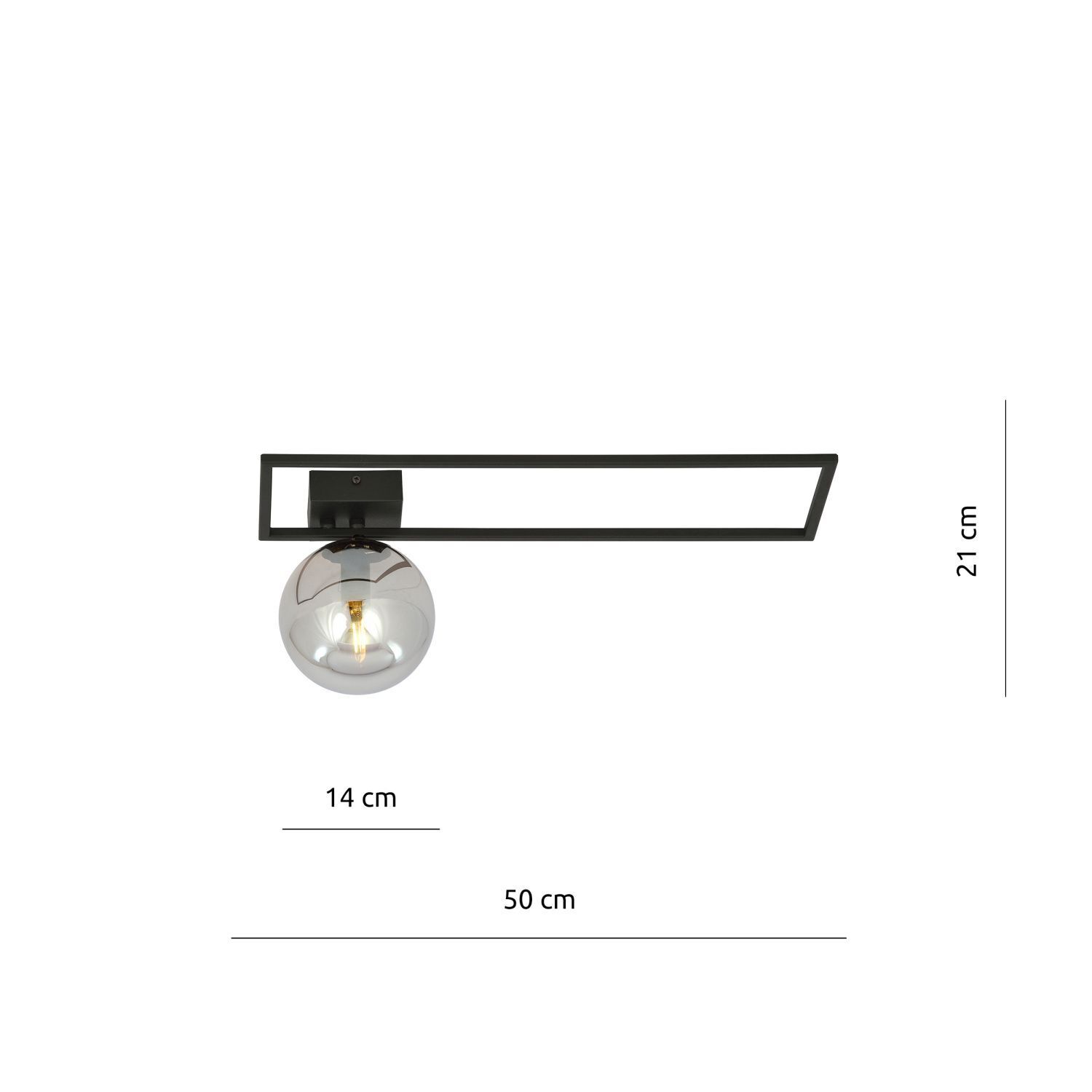 Plafonnier Noir Gris E14 50 cm Abat-jour sphérique Verre Métal