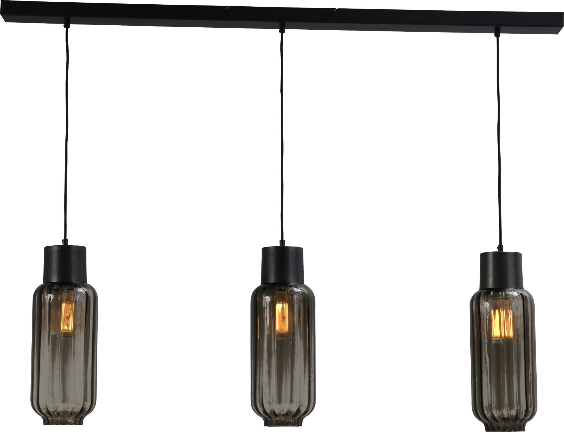 Lampe à suspendre Table de salle à manger 3 flammes verre métal 130 cm E27