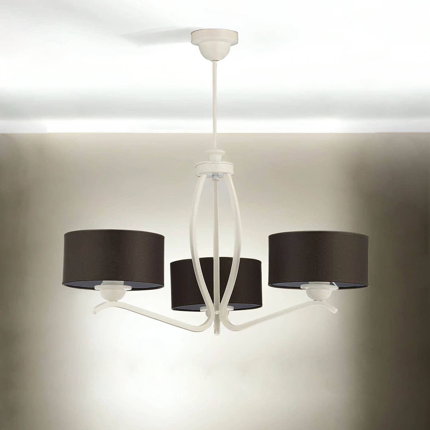 Deckenlampe in Weiß Braun Ø66cm Wohnzimmerleuchte Lampe, Kronleuchter, Deckenleuchte, Deckenventilator, Elektrisches Gerät