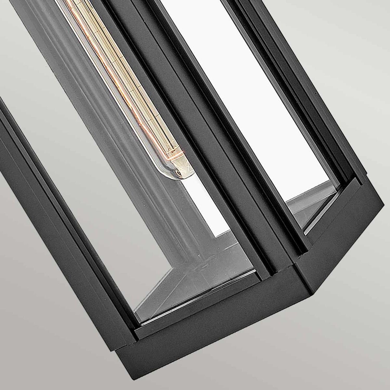 Vintage Außenwandlampe IP44 H: 41,3 cm Schwarz E27 Laternen, Wandlampe, Glas, Schwarz, Rahmen