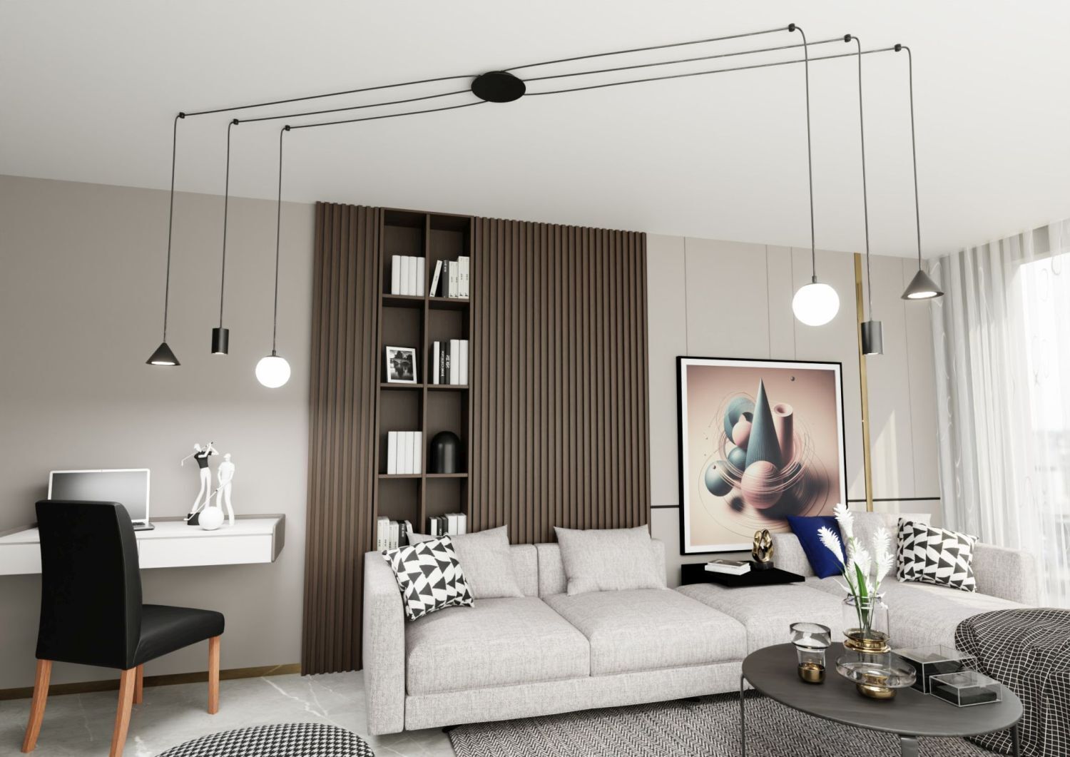 XXL Lampe à suspendre Spider Métal Verre flexible stylé