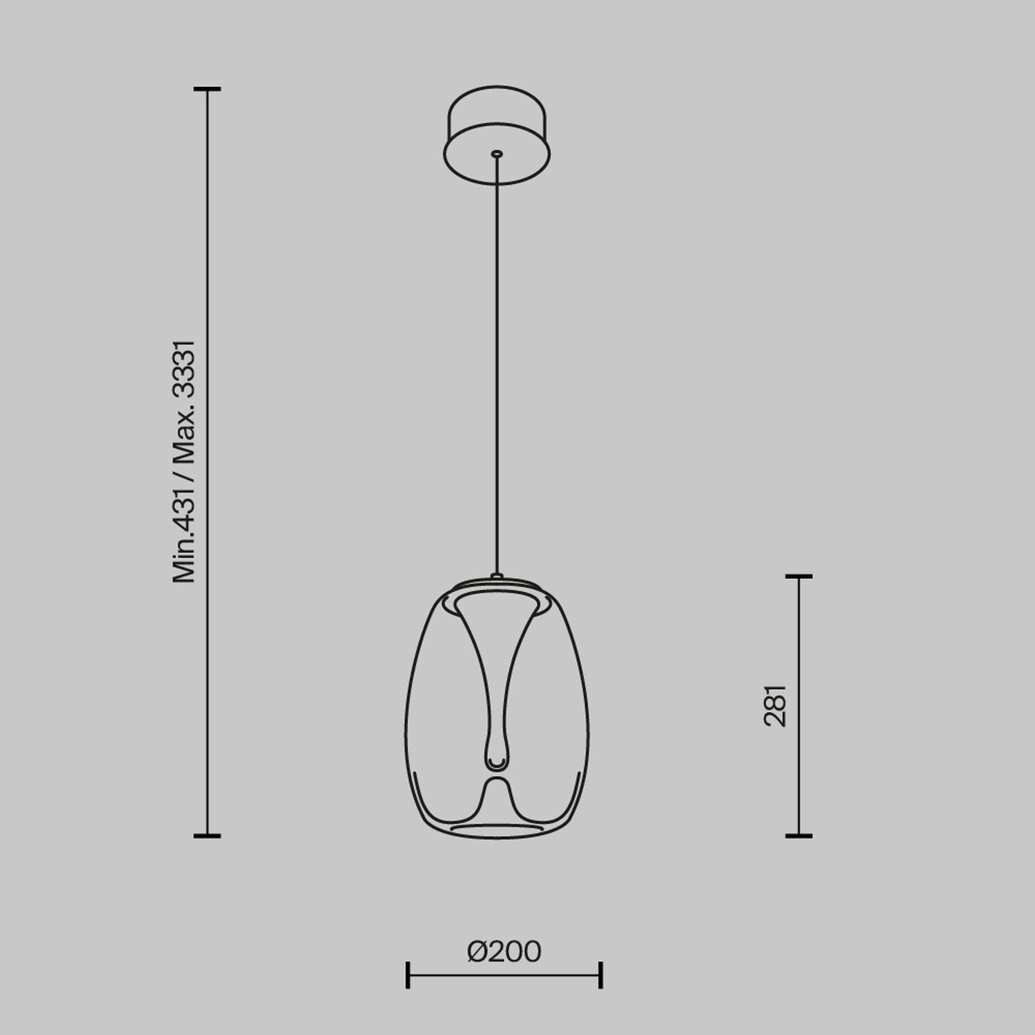 Lampe LED à suspendre verre fumé aluminium blanc chaud 3000 K ronde