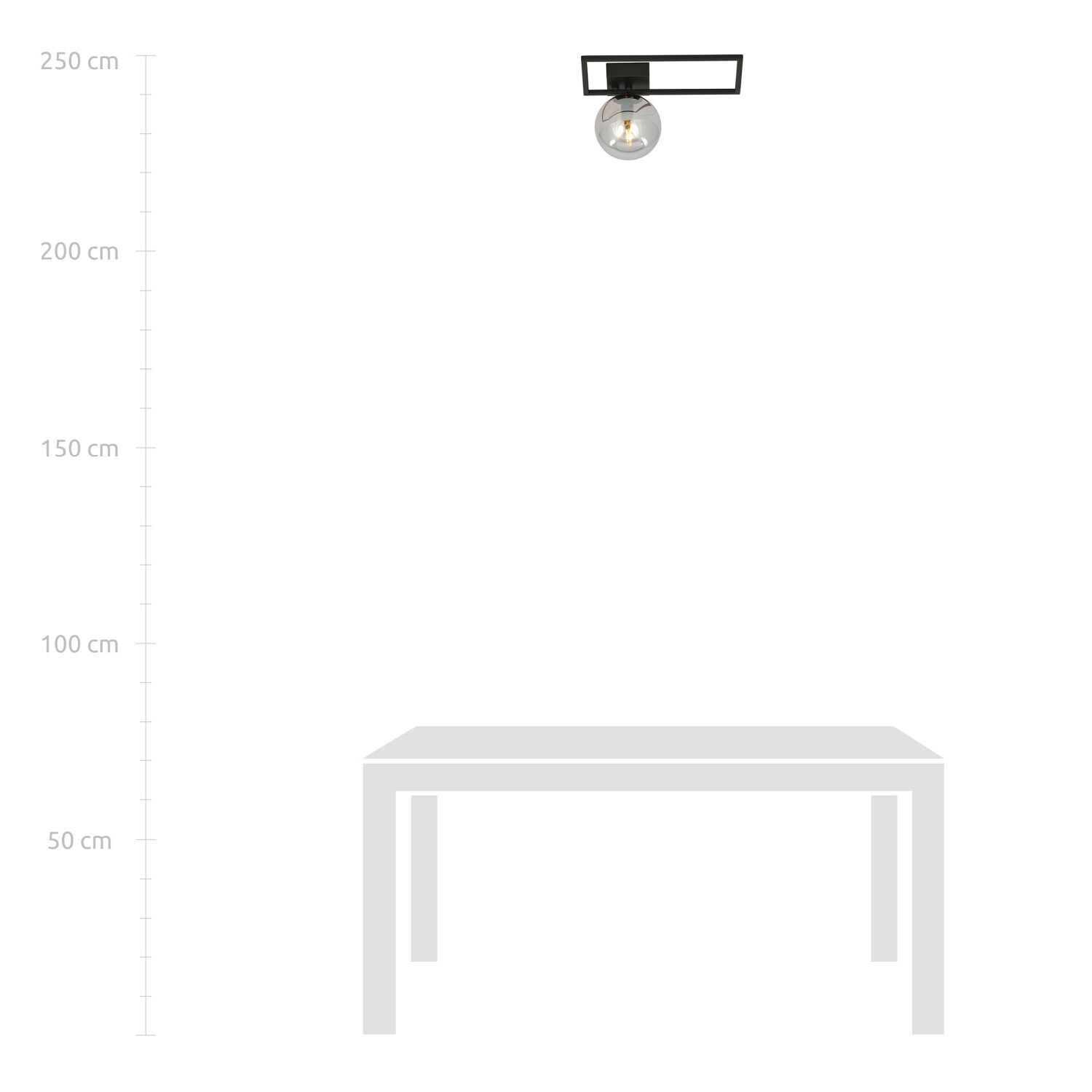 Plafonnier Noir Gris E14 L : 30 cm Abat-jour sphérique petit