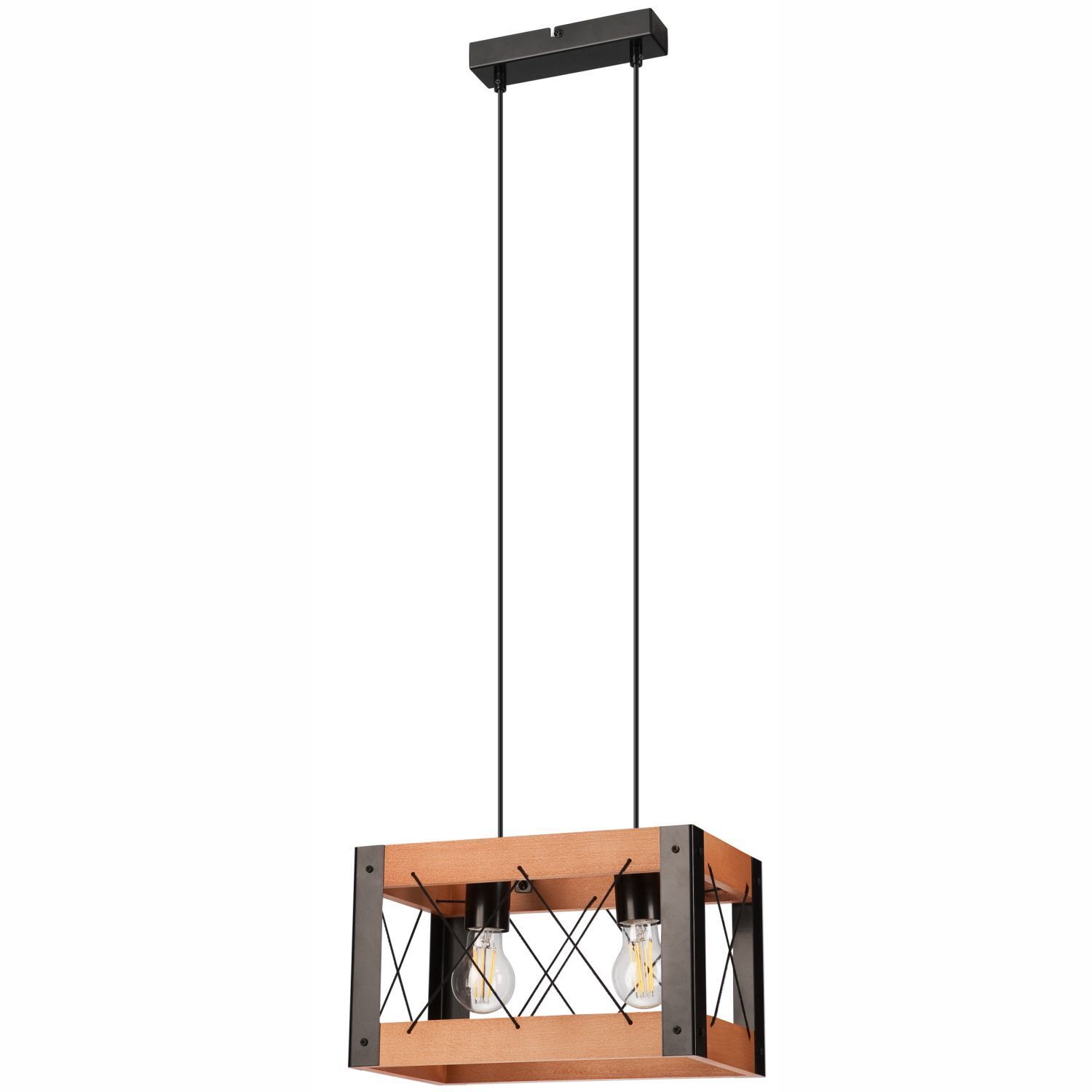 Lampe à suspendre Bois Métal Rustique L : 33 cm réglable en hauteur