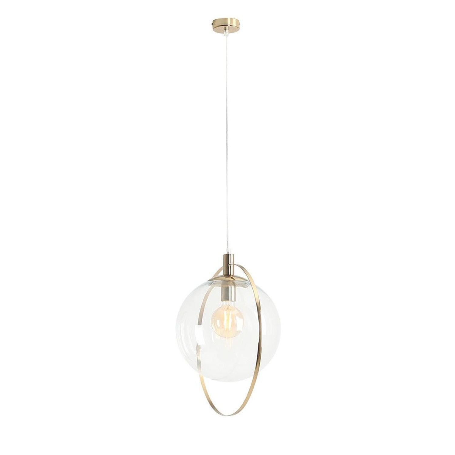 Suspension décorative verre sphère métal anneau E27