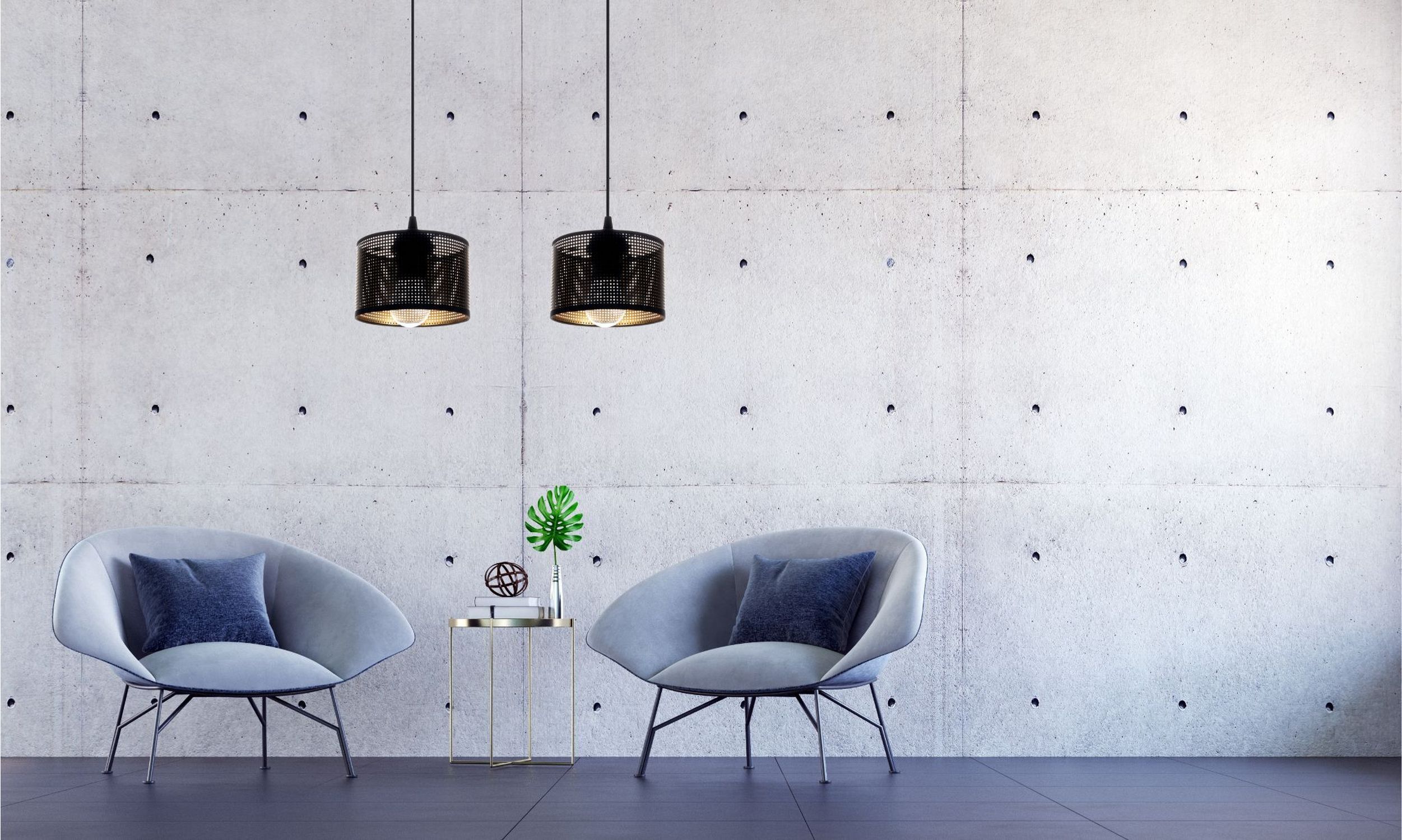 Longue lampe à suspendre métal noir or E27 2-flmg 45 cm Mauer, Innenarchitektur, Stuhl, Lampe, Beleuchtung