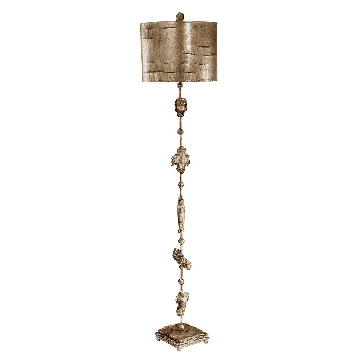 Lampadaire noble GENEVOTE 170 cm feuille d'argent salon