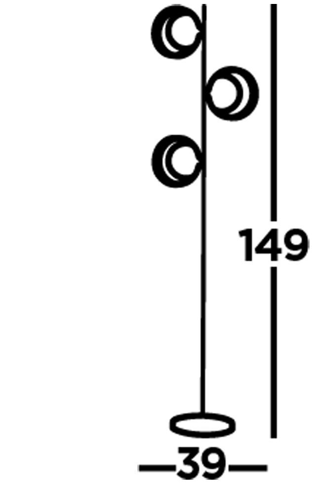 Lampadaire 3 flammes 149 cm métal noir or G9