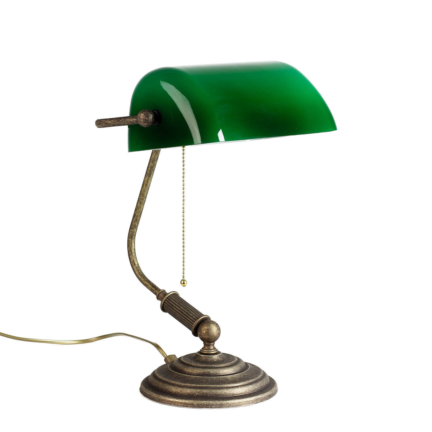 Lampe de banquier Vert en laiton bronze rustique