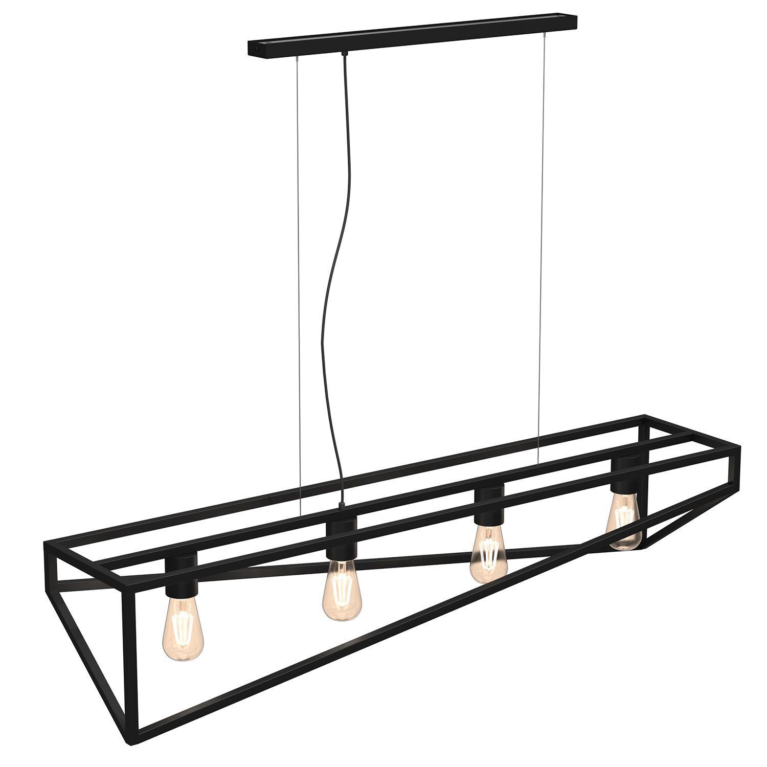 Longue lampe à suspendre Métal Noir E27 100 cm Industrial