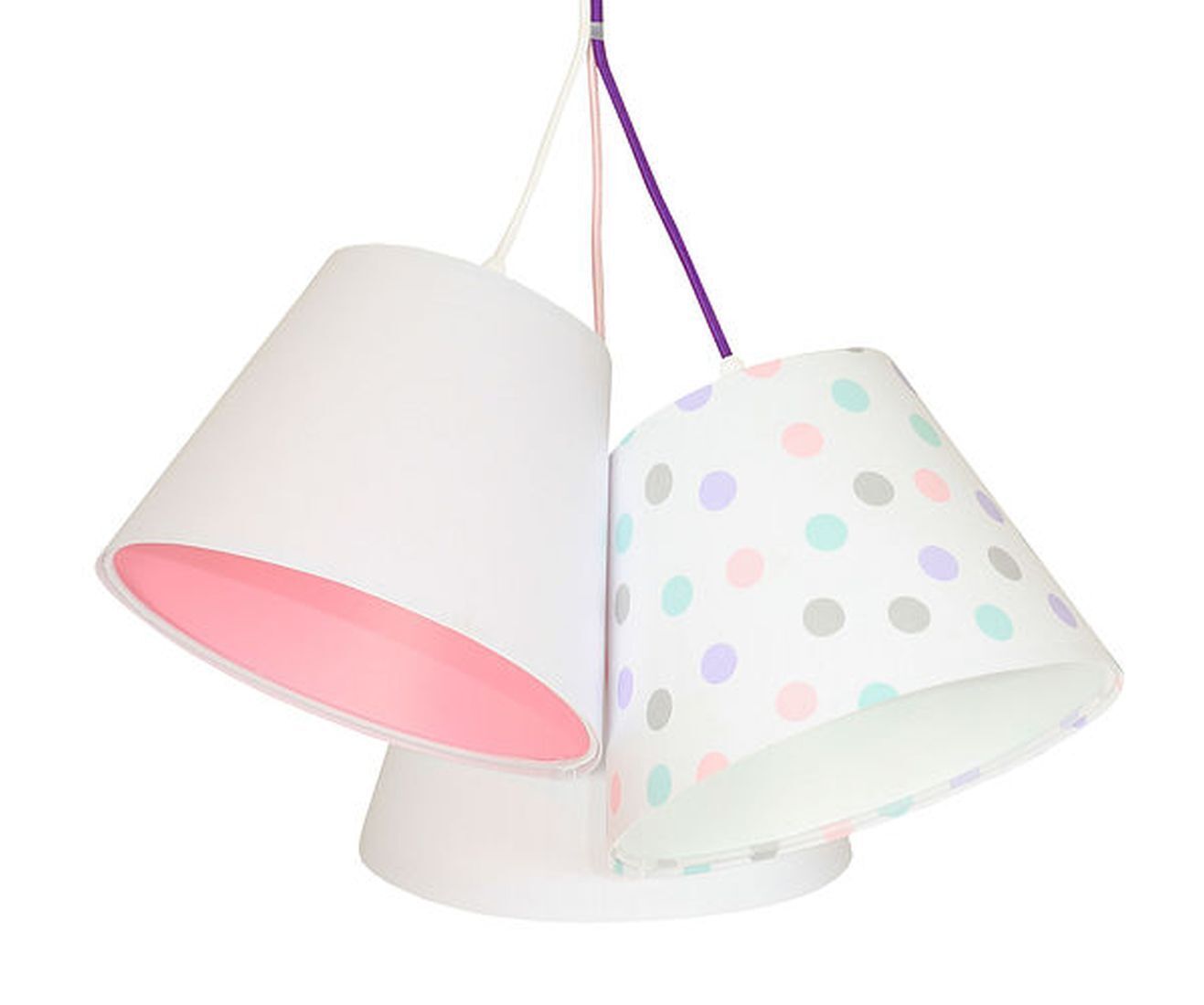 Lampe de chambre d'enfant SAMY blanc rose à pois 3-flmg