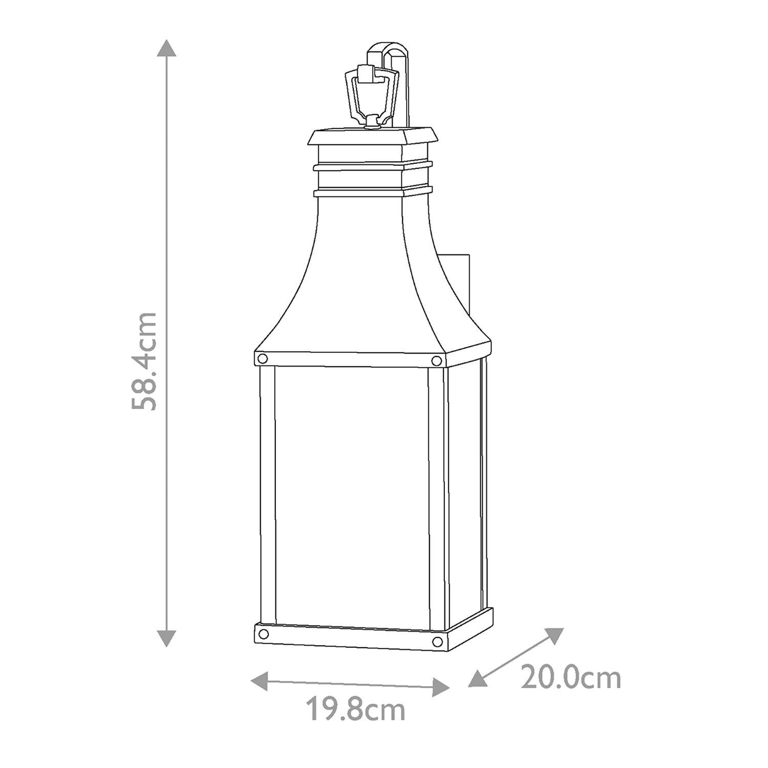 Applique extérieure IP44 noir antique H : 58 cm Vintage 2x E14 Lampe