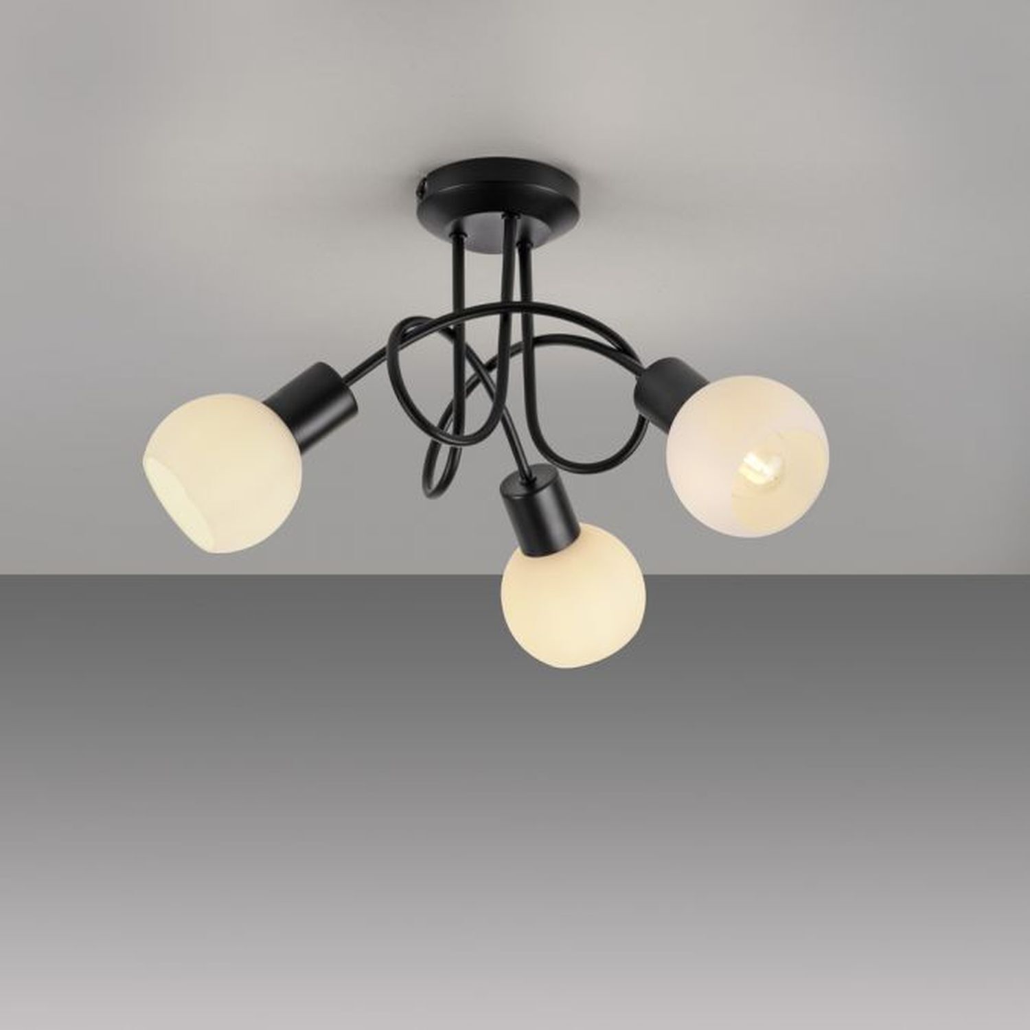 Lampe de plafonnier métal verre L:38 cm incl E14 décoratif