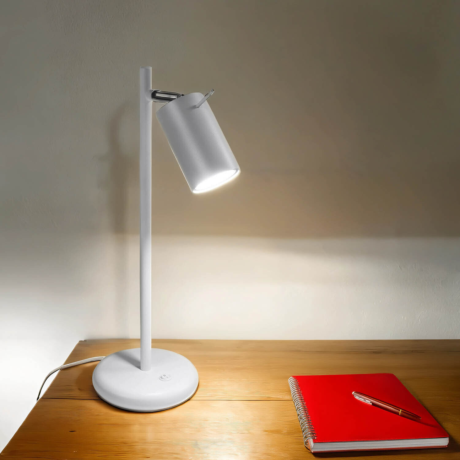 Lampe de bureau métal hauteur 43 cm orientable blanc