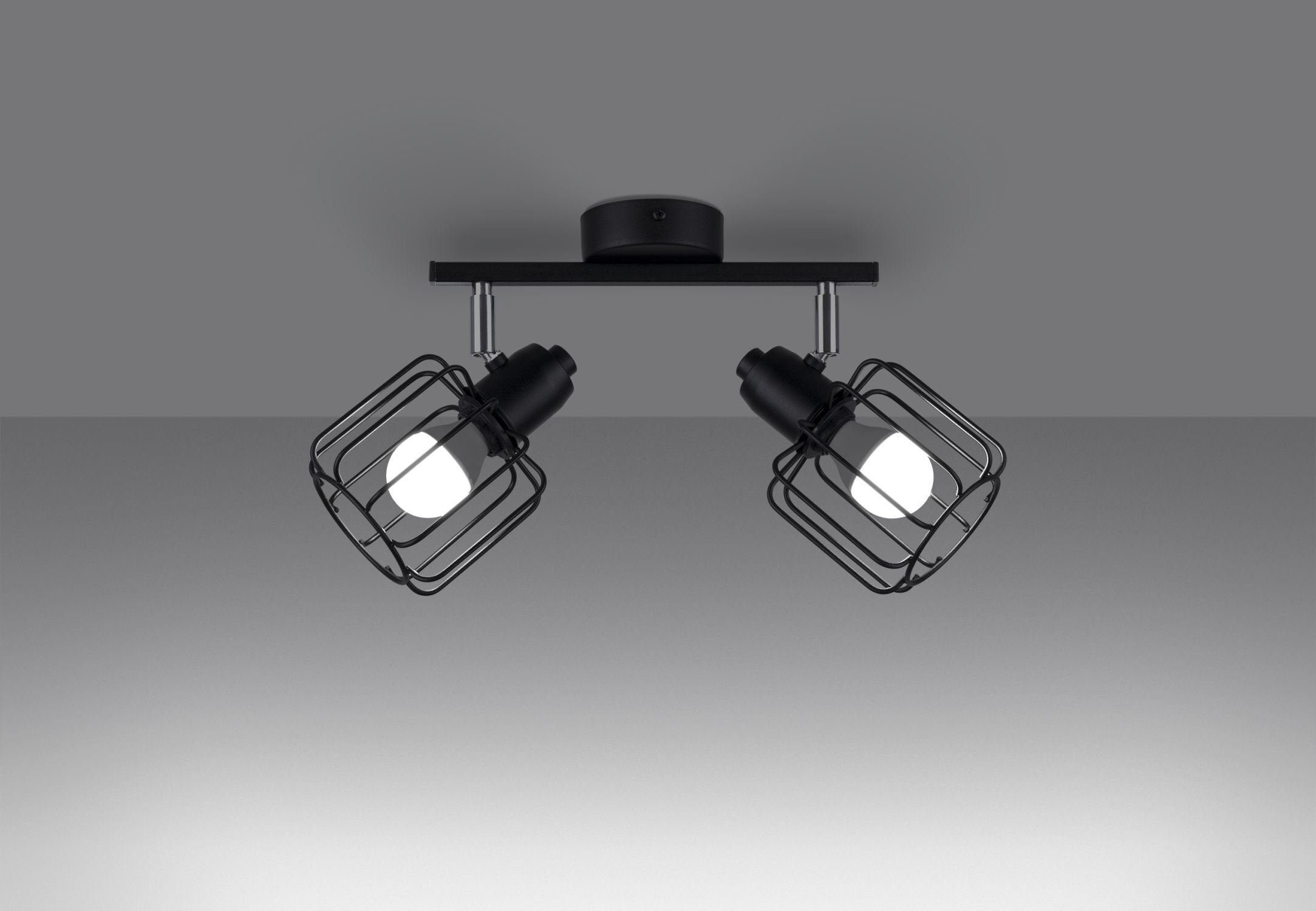 Projecteur de plafond noir orientable 2 flammes E14 Retro