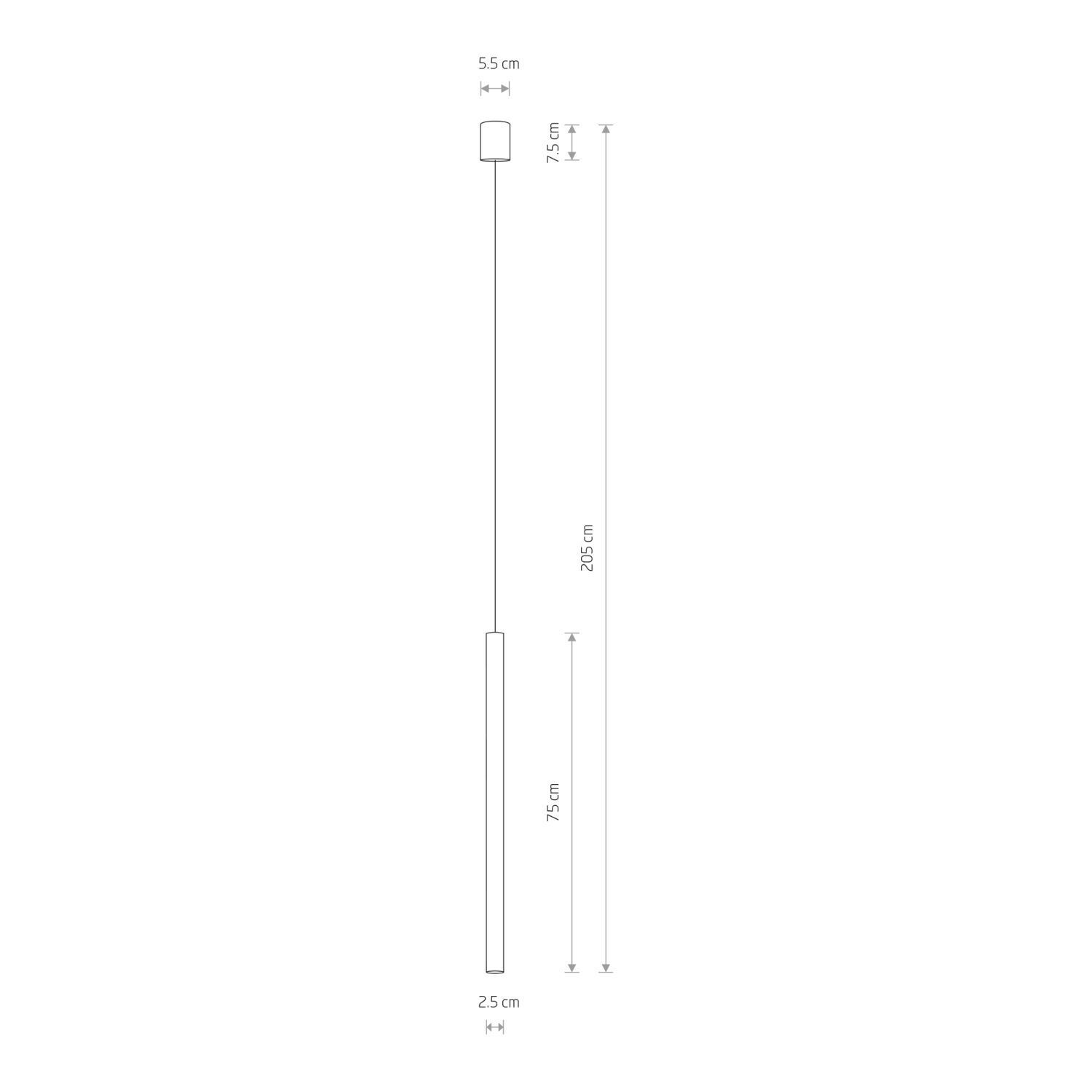 Suspension cuivre réglable cylindre Ø 2,5 cm étroit G9