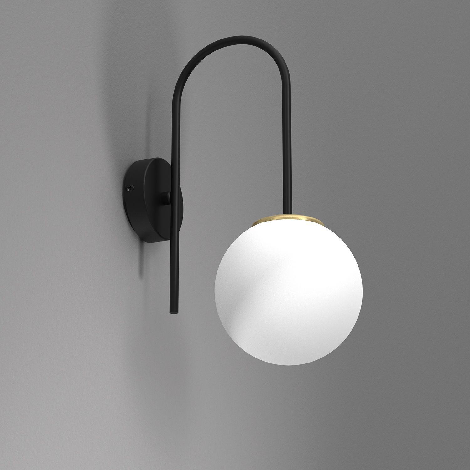 Wandlampe Metall Glas Schwarz Weiß Messing E14 Kugel Beleuchtung, Lampe