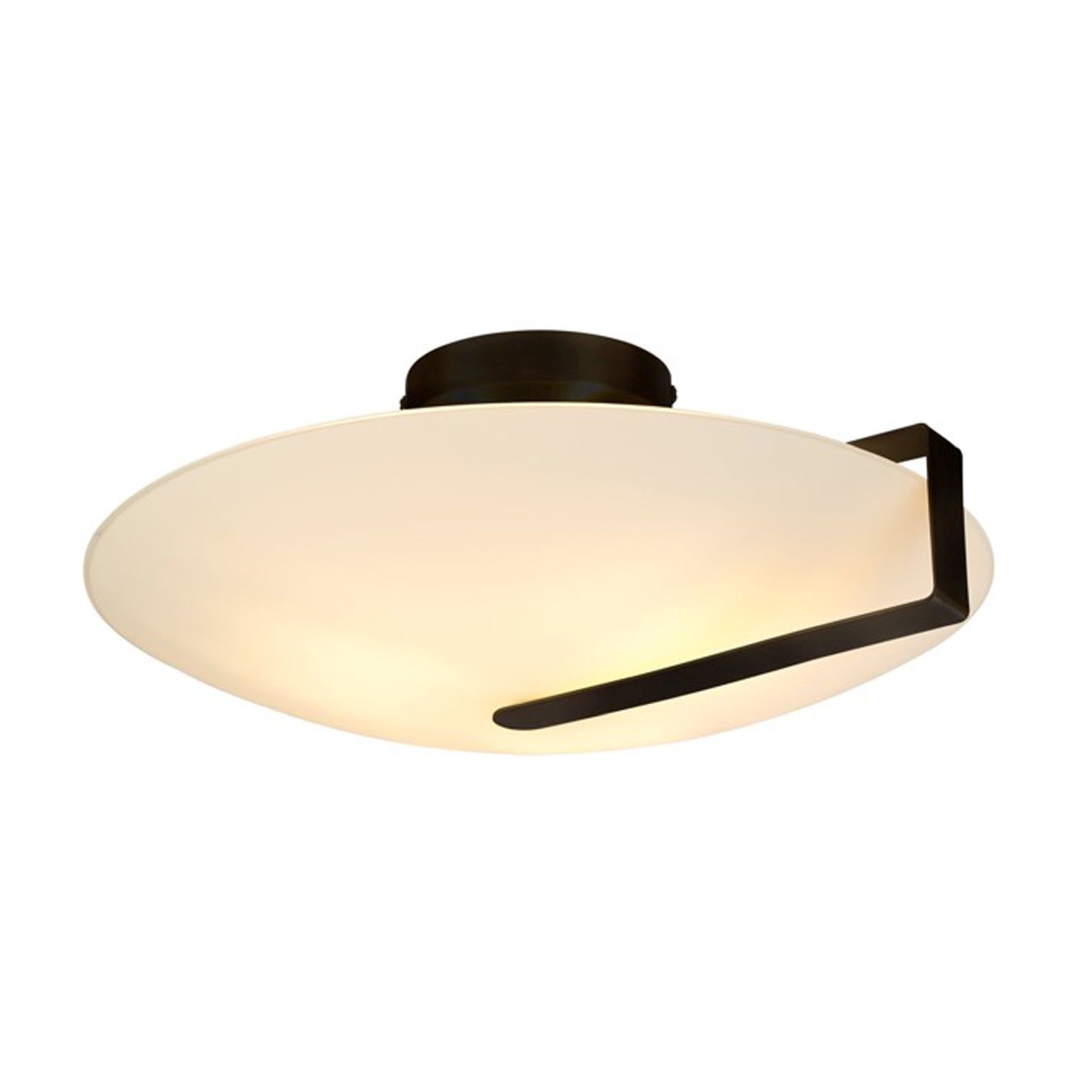 Lampe de plafonnier verre métal E27 Ø40,5 cm rond noir blanc