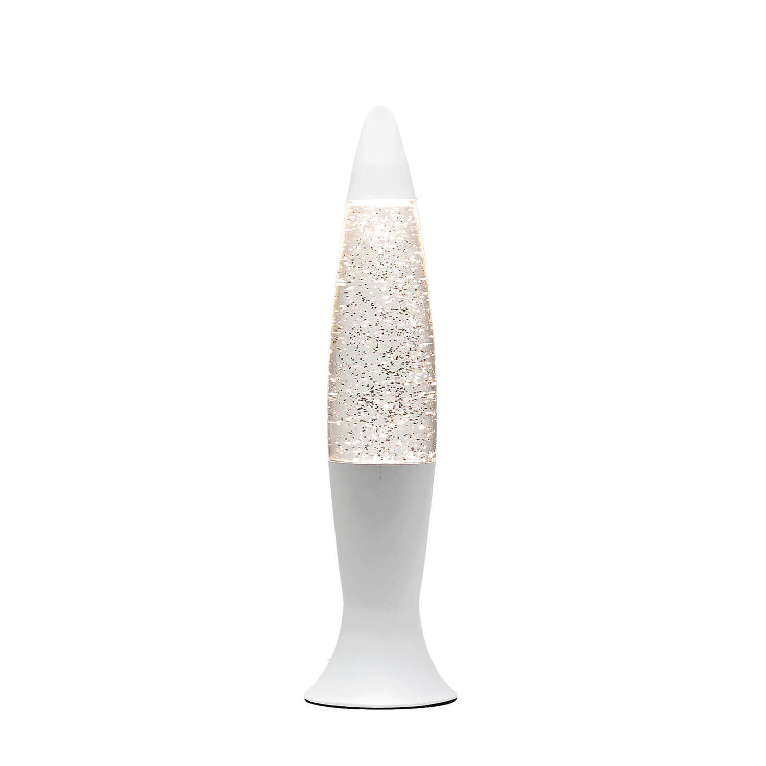 Elégante lampe à lave ANGELINA Blanc Argent Paillettes 40cm