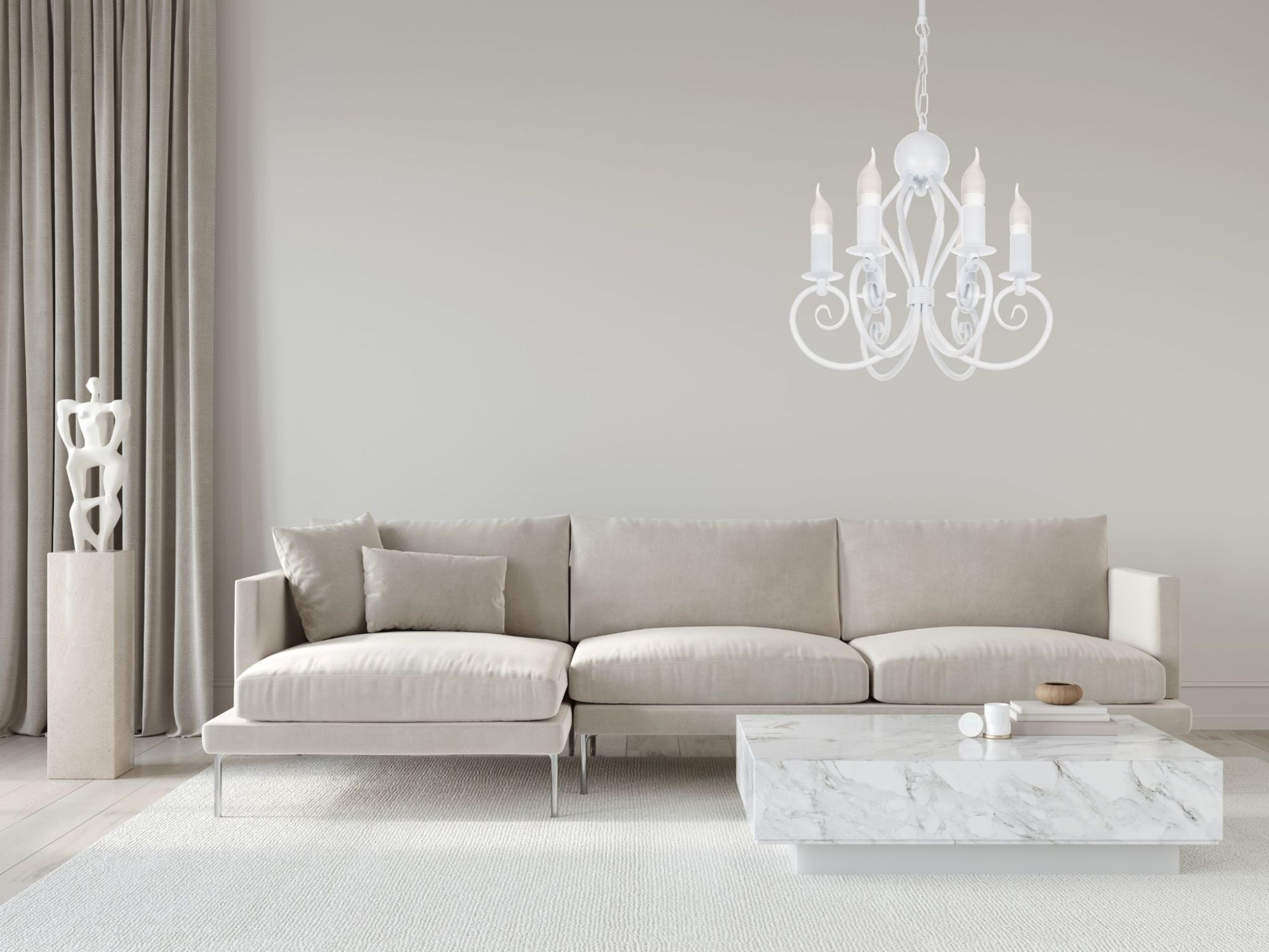 Lustre Vintage Blanc E14 6 flammes Classique