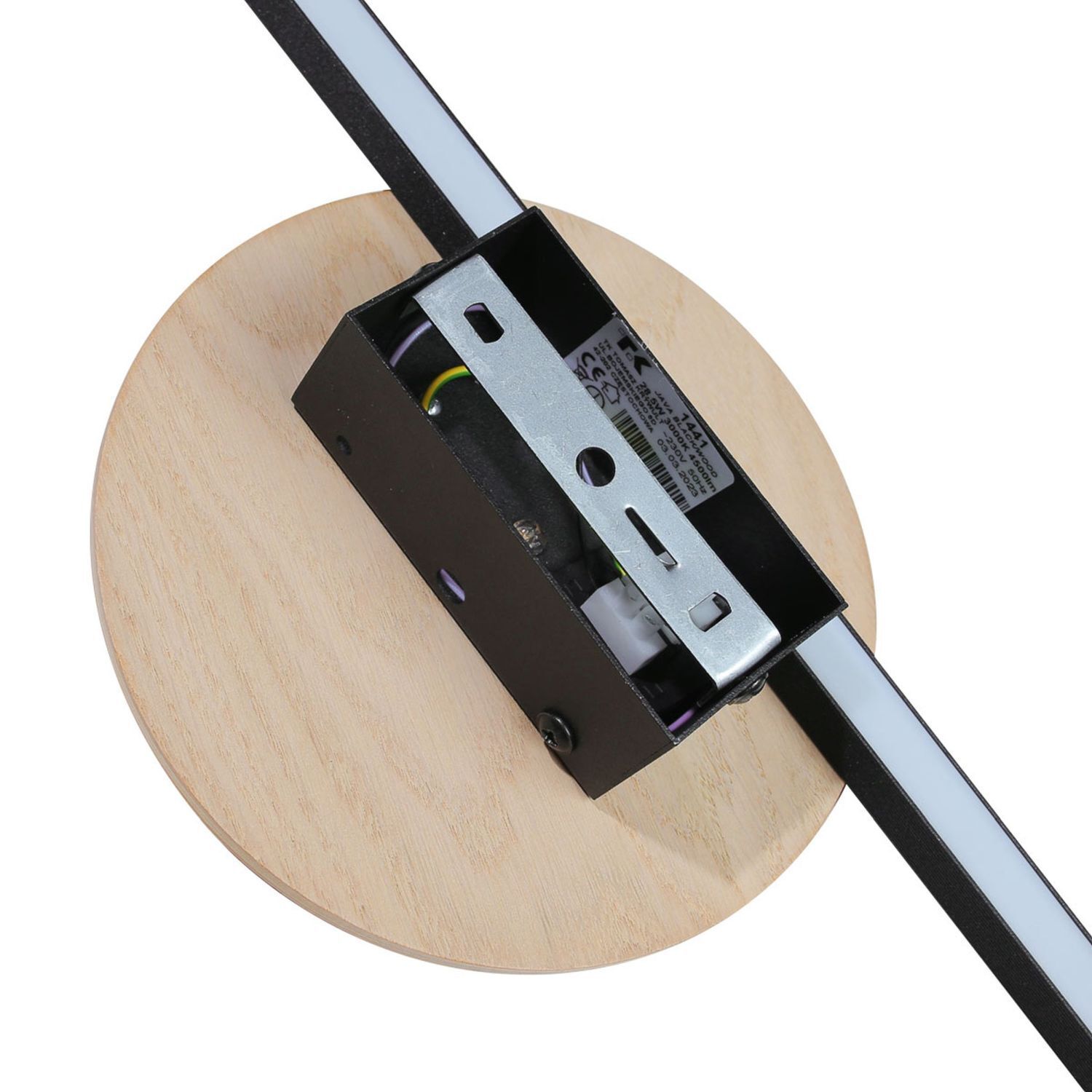 Applique indirecte LED Noir Naturel Métal Bois 3000 K