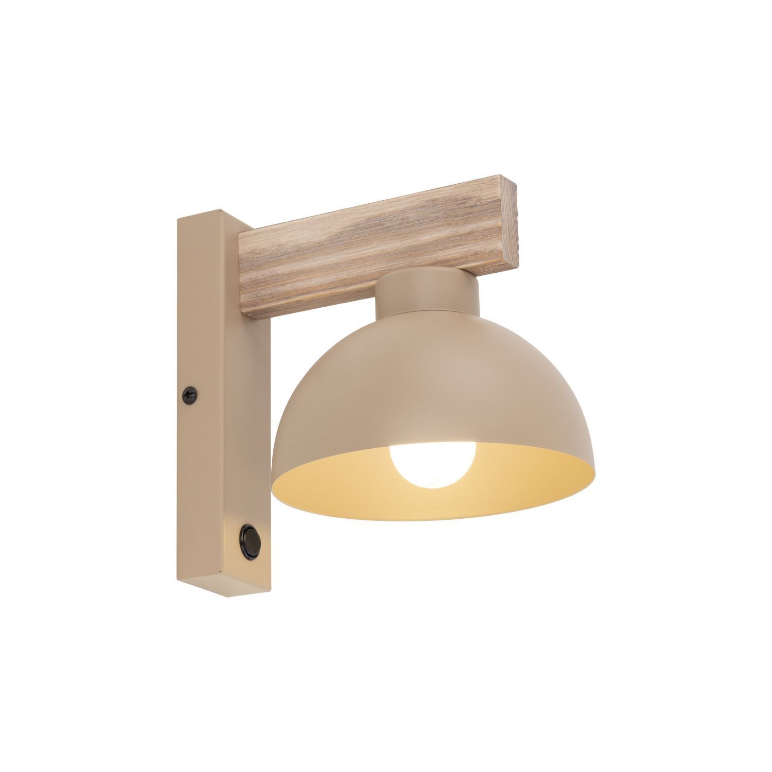 Wandleuchte mit Schalter Holz Metall Beige E27 B:18 cm Wandlampe, Wandleuchte, Beige, Holzakzent, Lampe