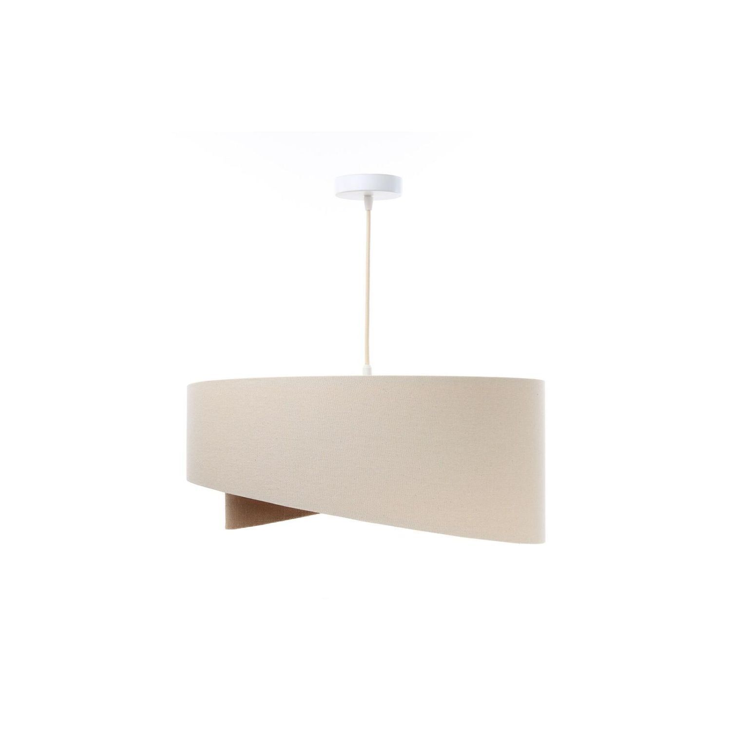 Lampe à suspendre en lin E27 ronde Ø 50 cm Crème Beige confortable