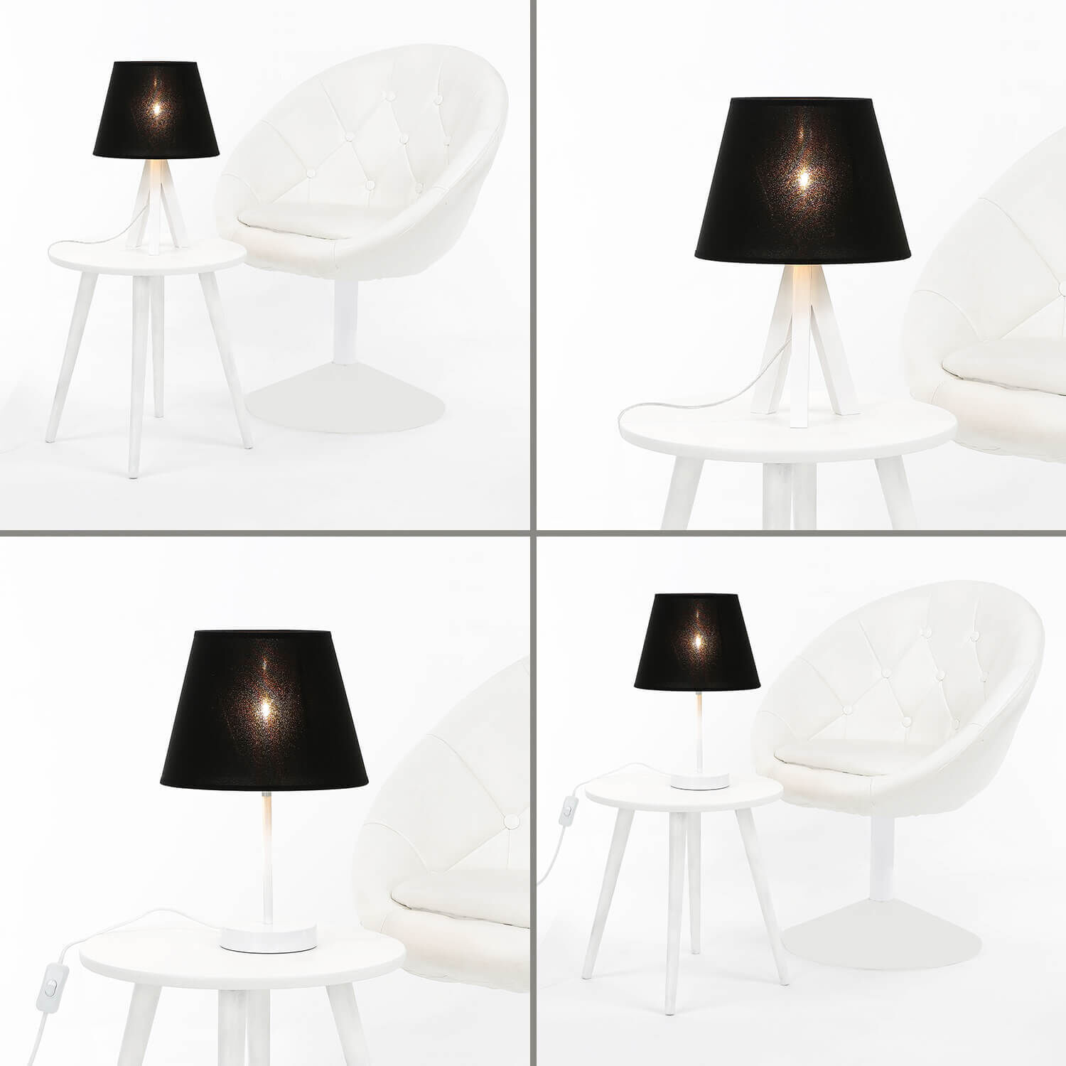 Abat-jour Tissu pour lampe de table Noir E14