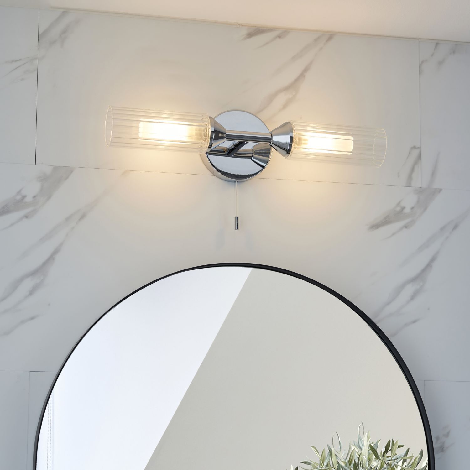 Applique salle de bain avec interrupteur IP44 chrome blanc 2x G9 Up Down