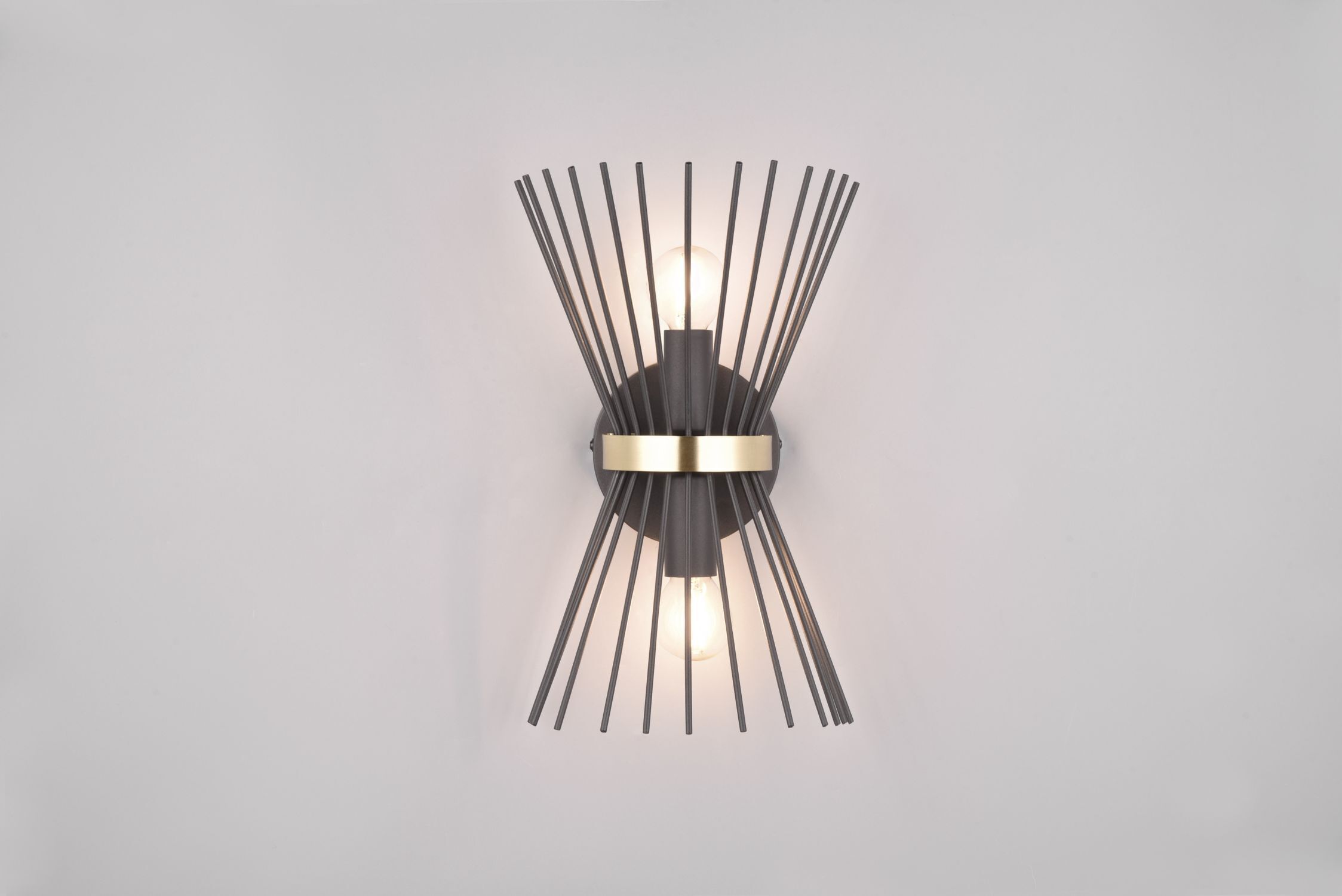 Dekorative Wandleuchte Schwarz Gold E27 H:31 cm 2-flmg Lampe, Kronleuchter