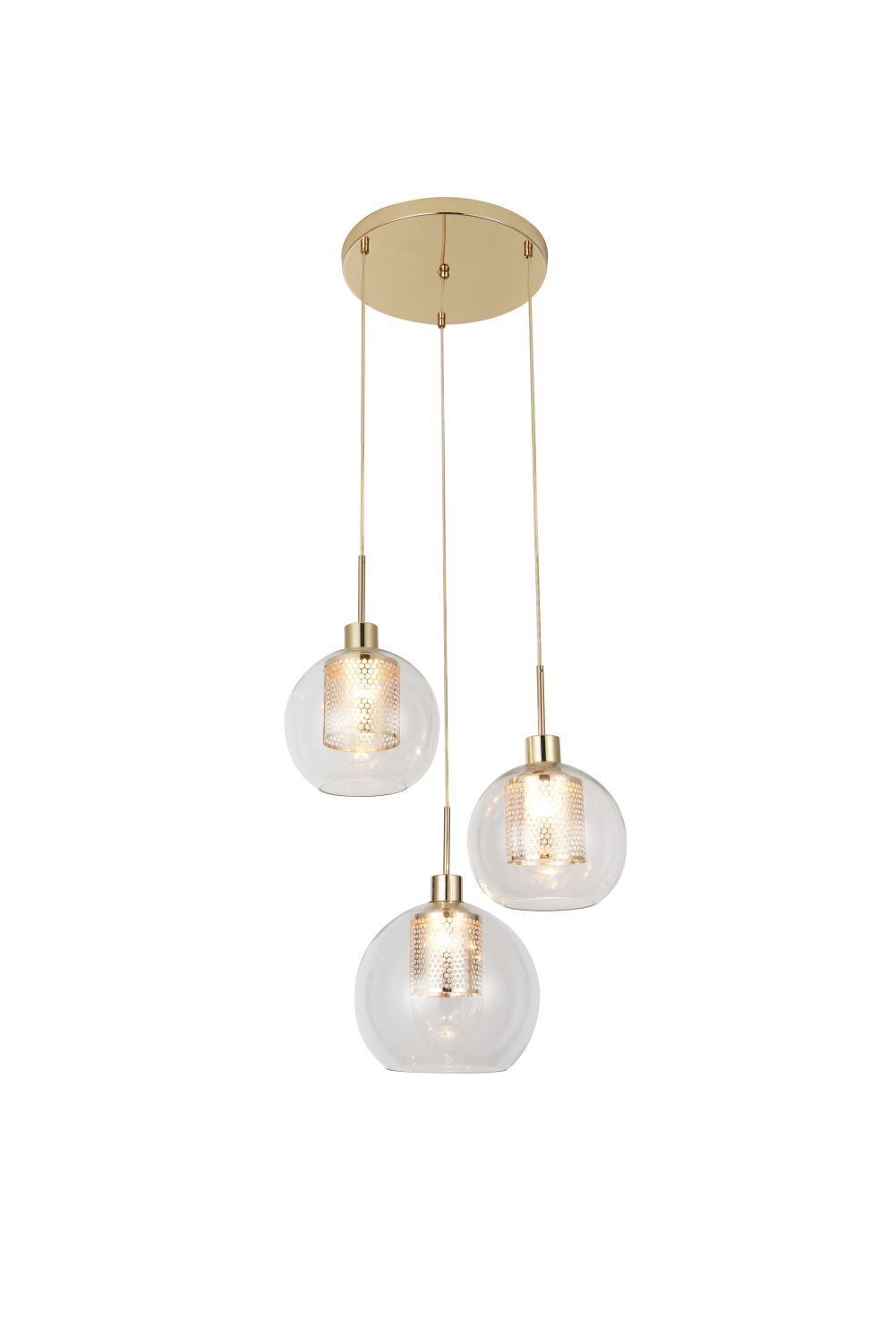 Pendelleuchte Modern in Gold 3-flammig E27 Küche Deckenleuchte, Kronleuchter, Lampe, Leuchte