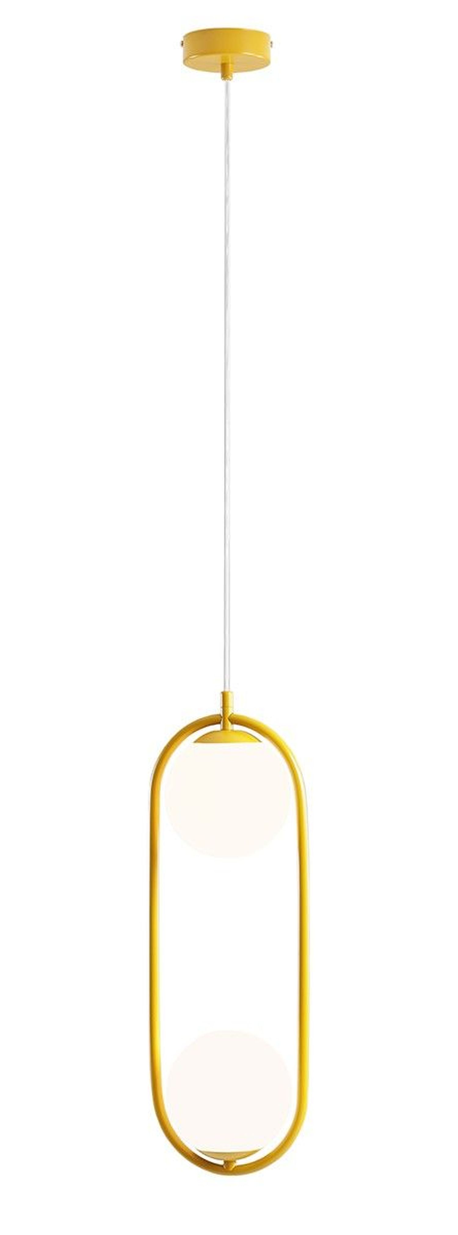 Lampe à suspendre jaune métal verre L:18,5 cm E14 décoratif