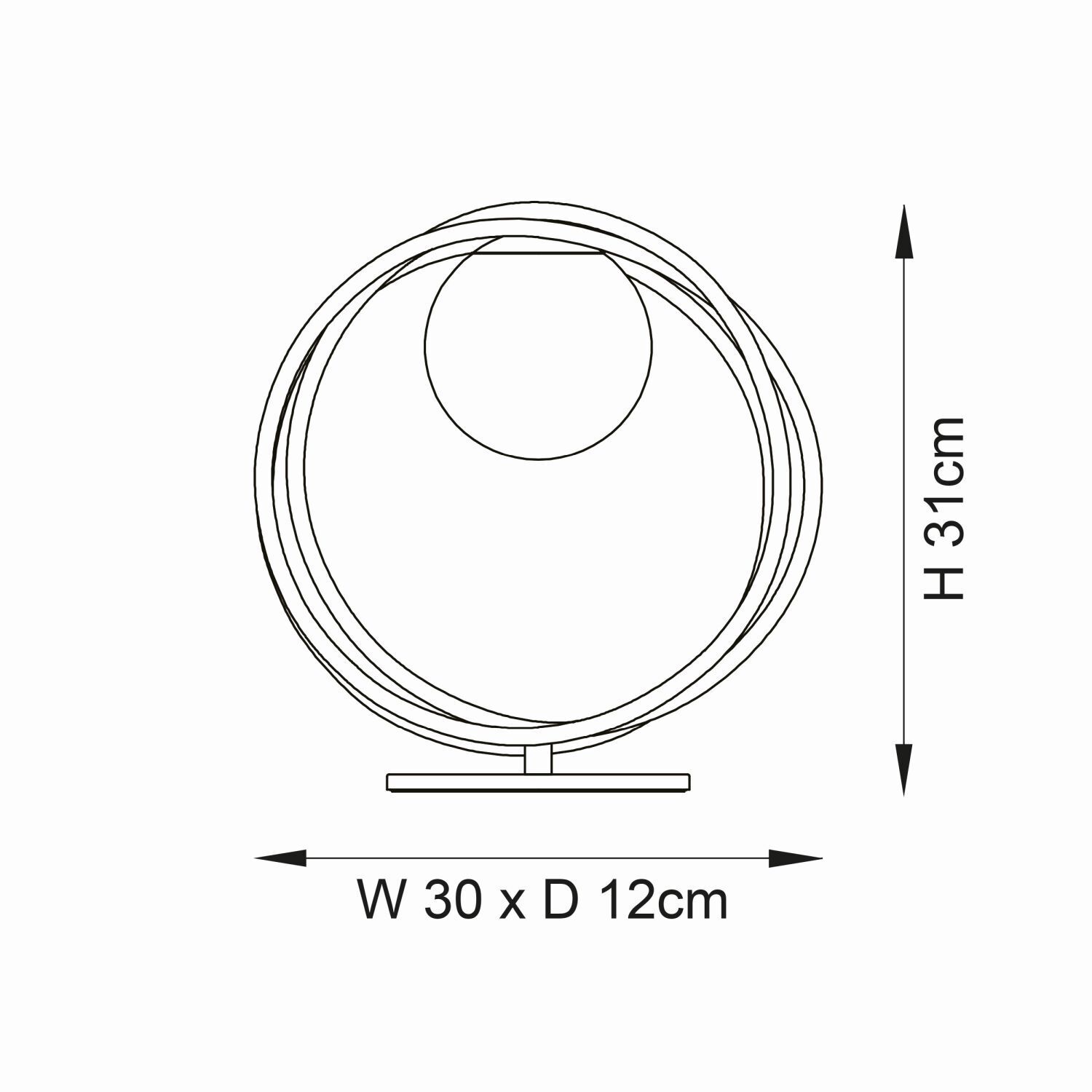Lampe de table verre métal hauteur 31 cm en or blanc
