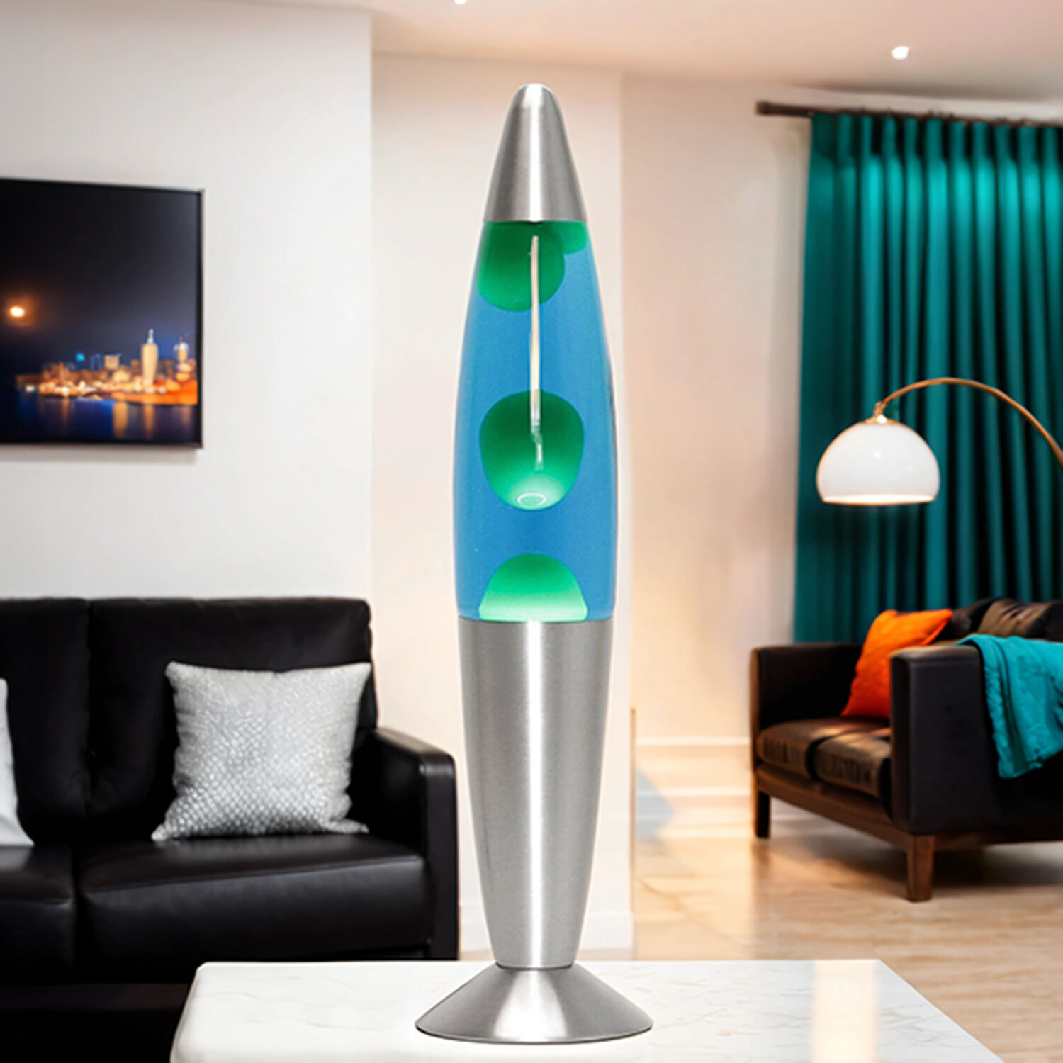 Impressionnante lampe à lave rétro TIMMY Vert Bleu