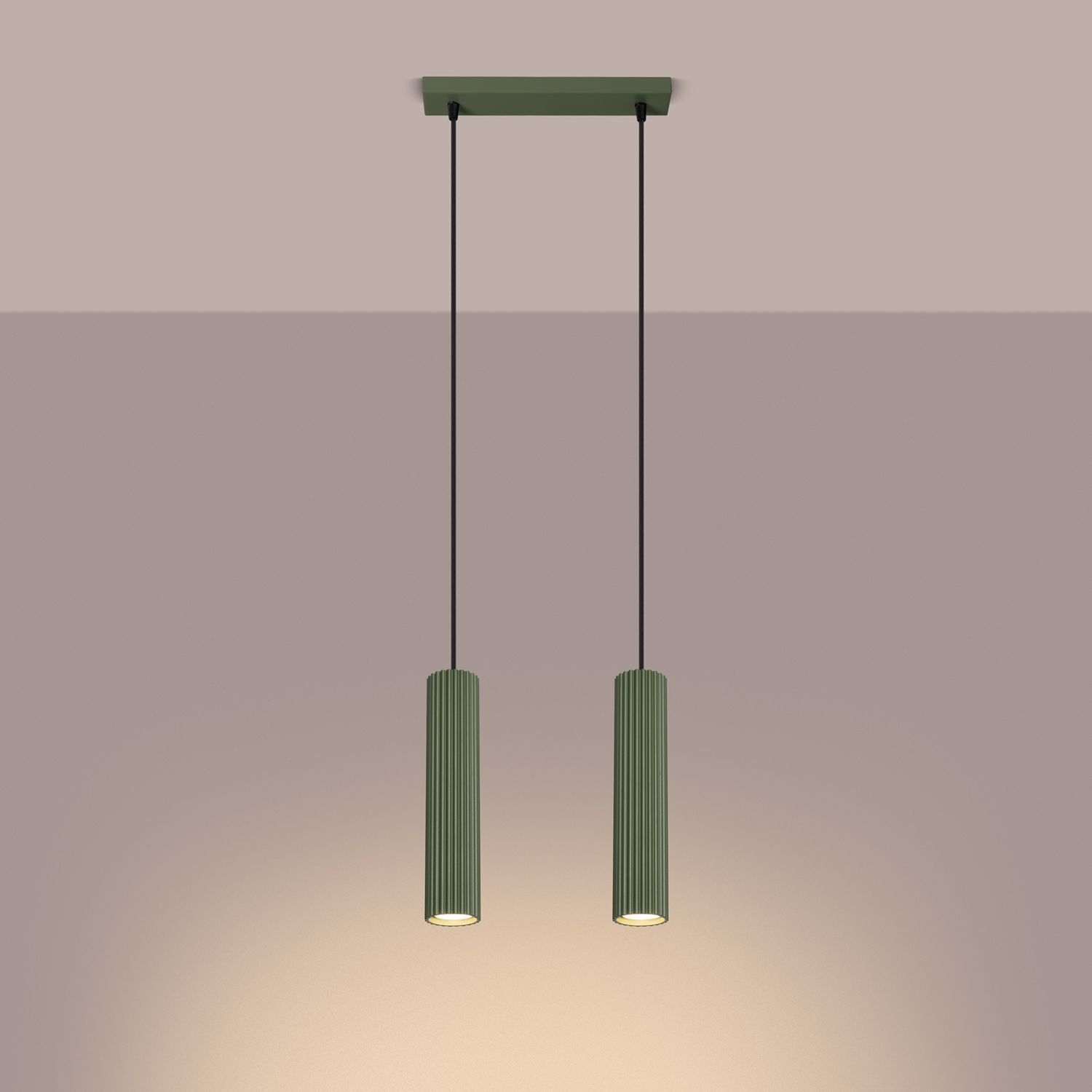 Lampe à suspendre 30 cm de large à 2 flammes GU10 Vert Moderne en aluminium