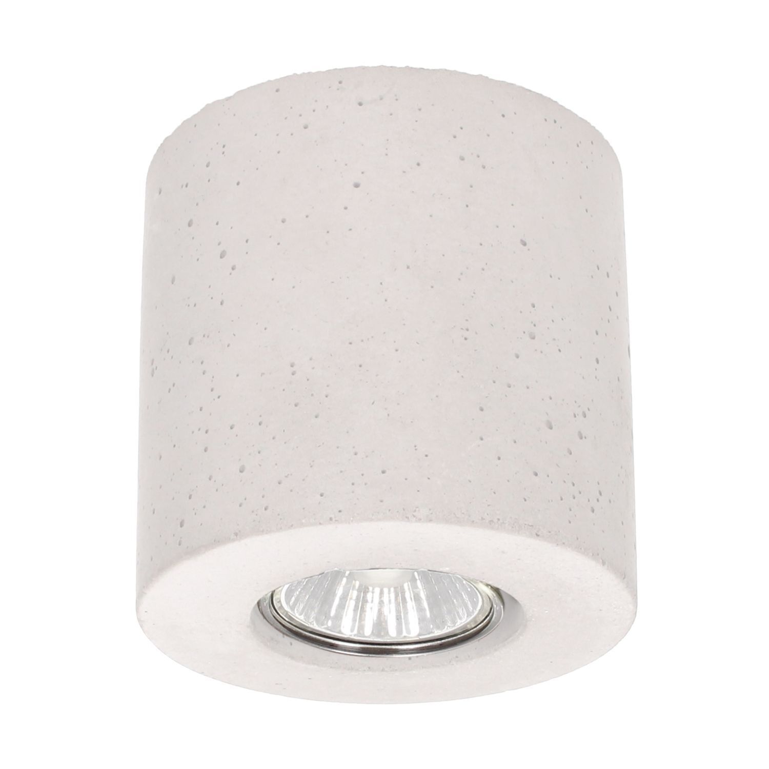 Spot de plafond rond blanc accentué béton Ø10cm