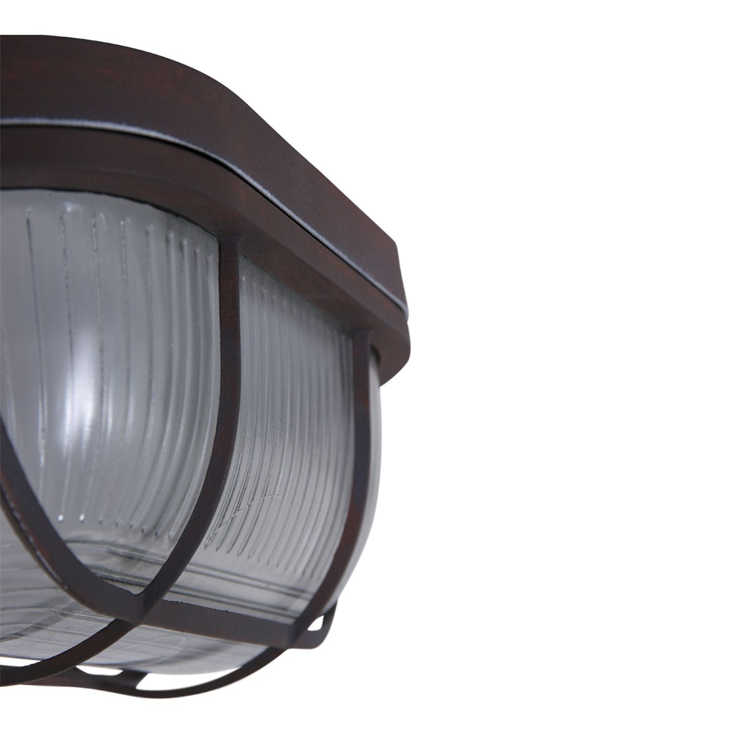 Lampe de plafond verre cannelé métal brun L:21 cm Industrie