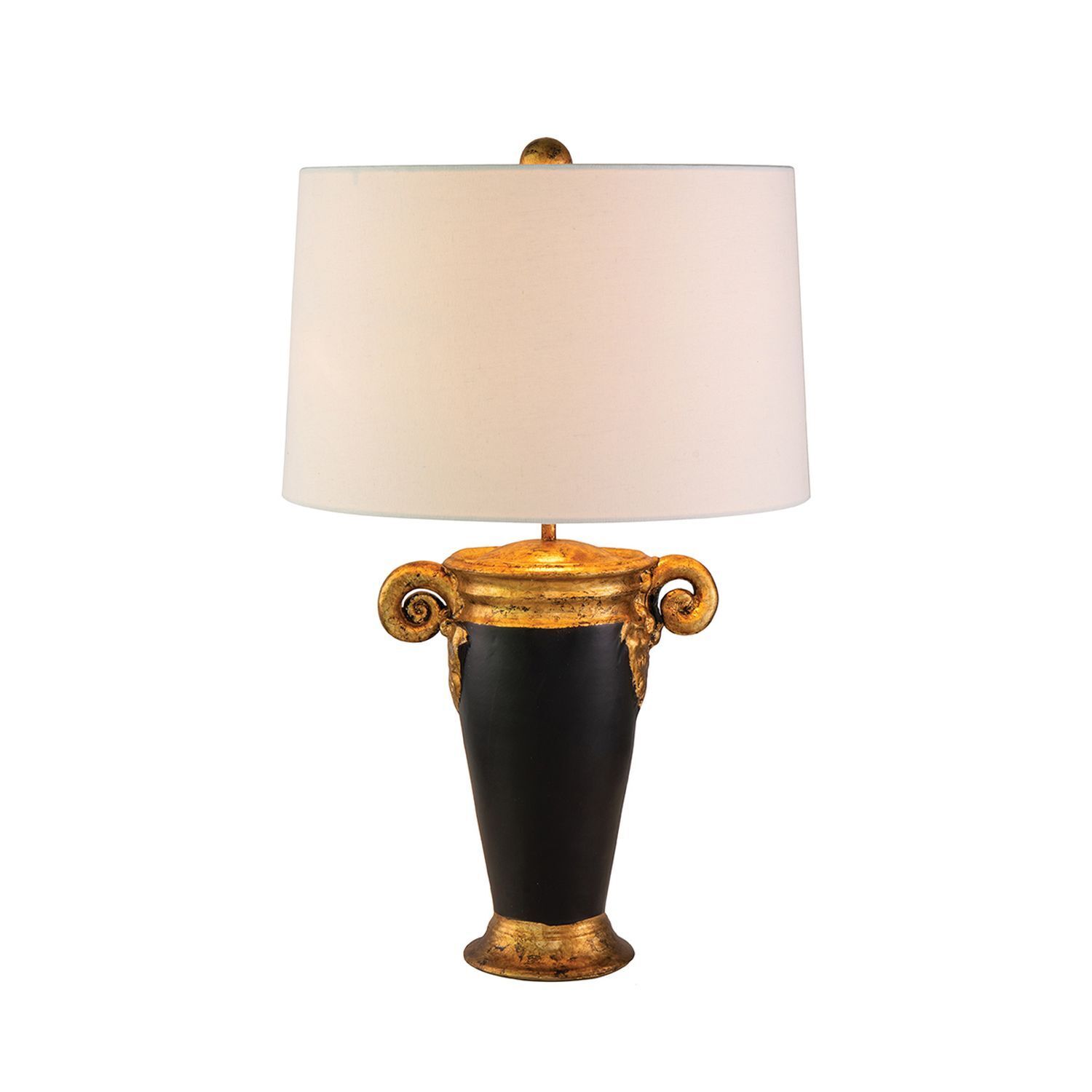 Lampe de chevet métal tissu 63,5 cm de haut noir blanc or