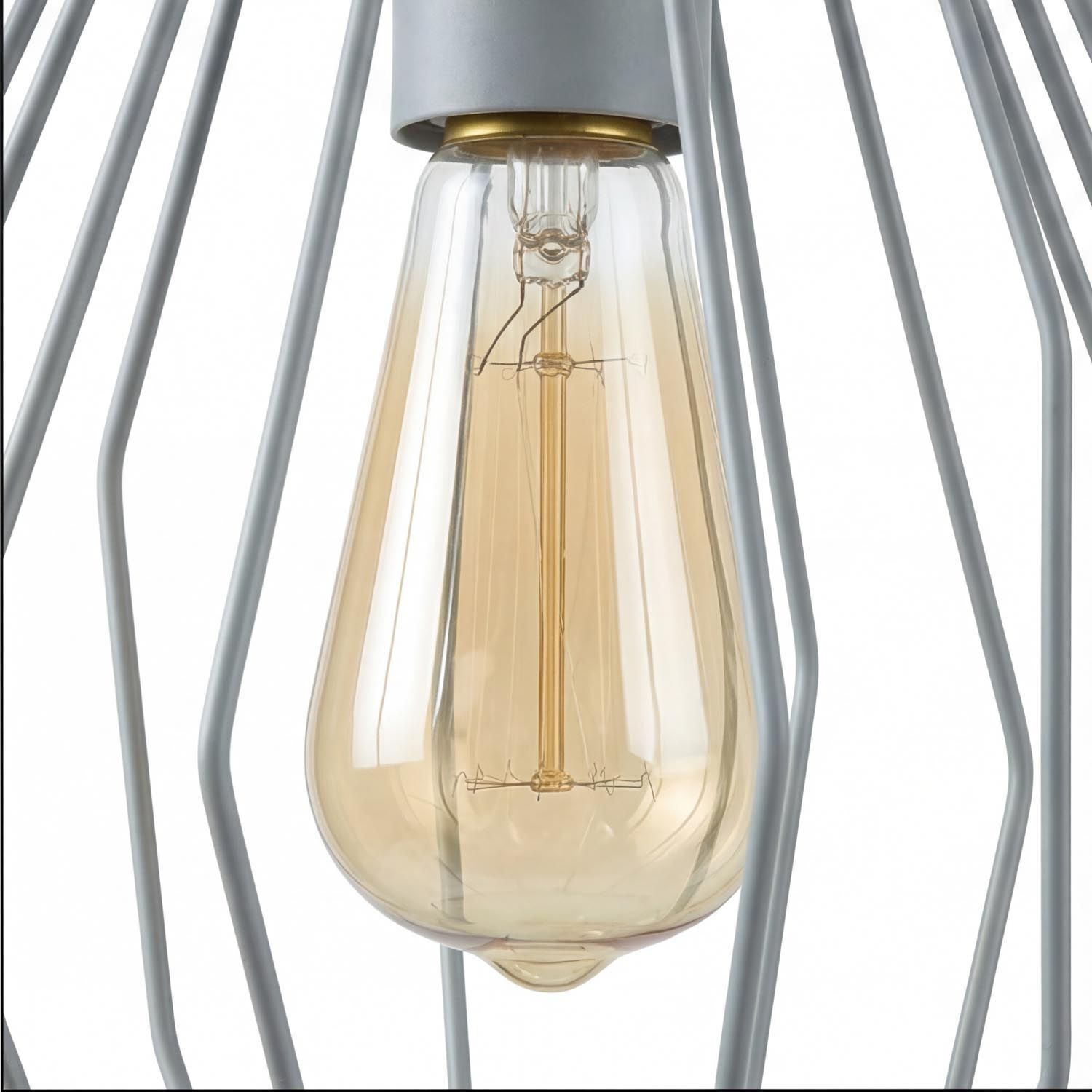 pendelleuchte-haengelampe-mit-stecker-kabel-schalter-draht-gestell-metall-grau-6 E27 Leuchtmittel, Glühbirne, Vintage Glas, Edison-Lampe, Dekolampe