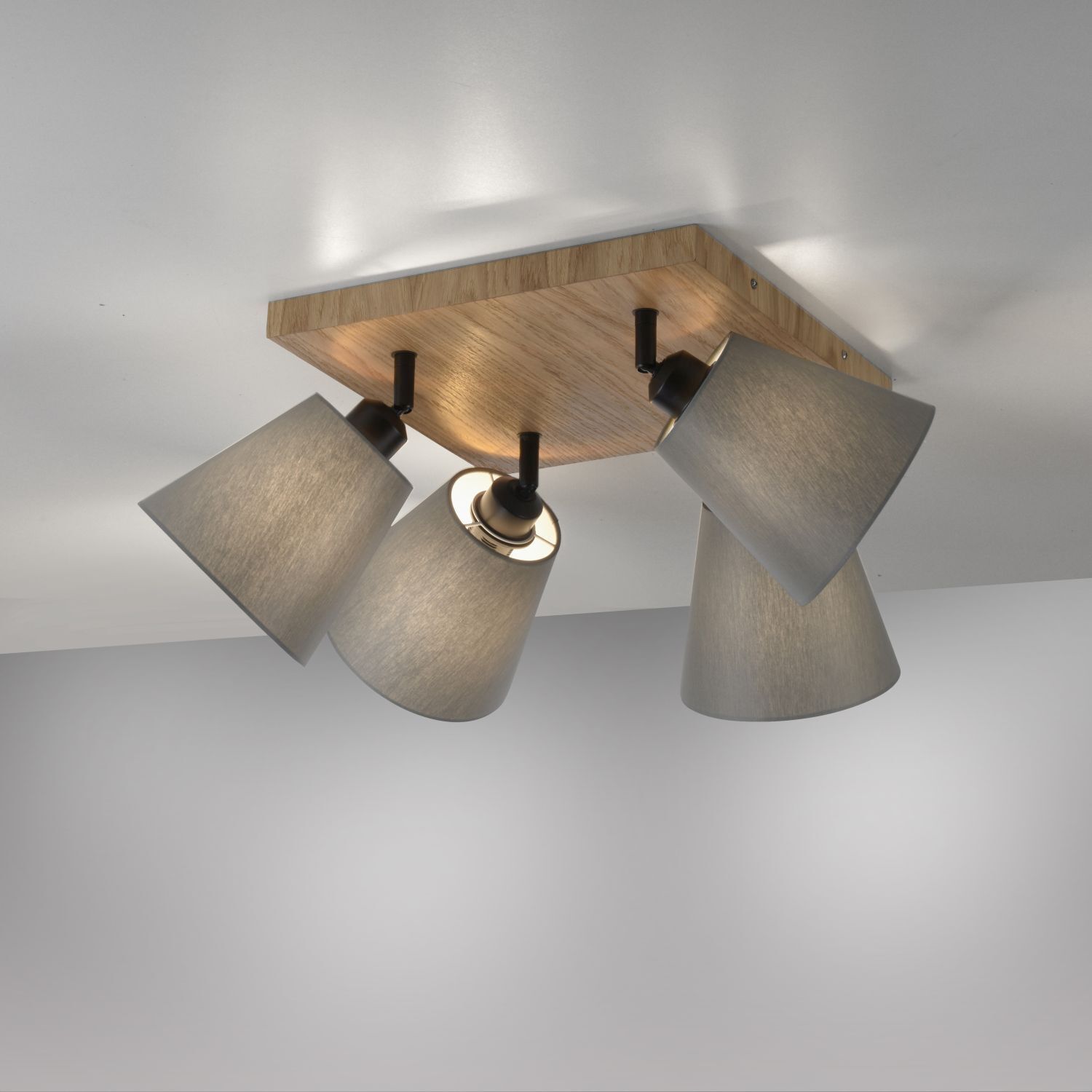 Spot de plafond tissu bois E27 L:59 cm mobile taupe naturel Lampe