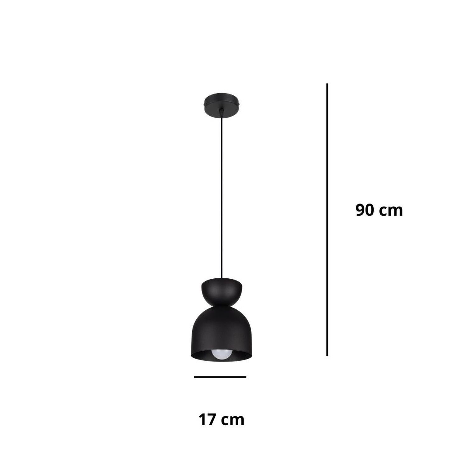 Lampe à suspendre ronde noire métal E27 Ø17 cm Intemporelle