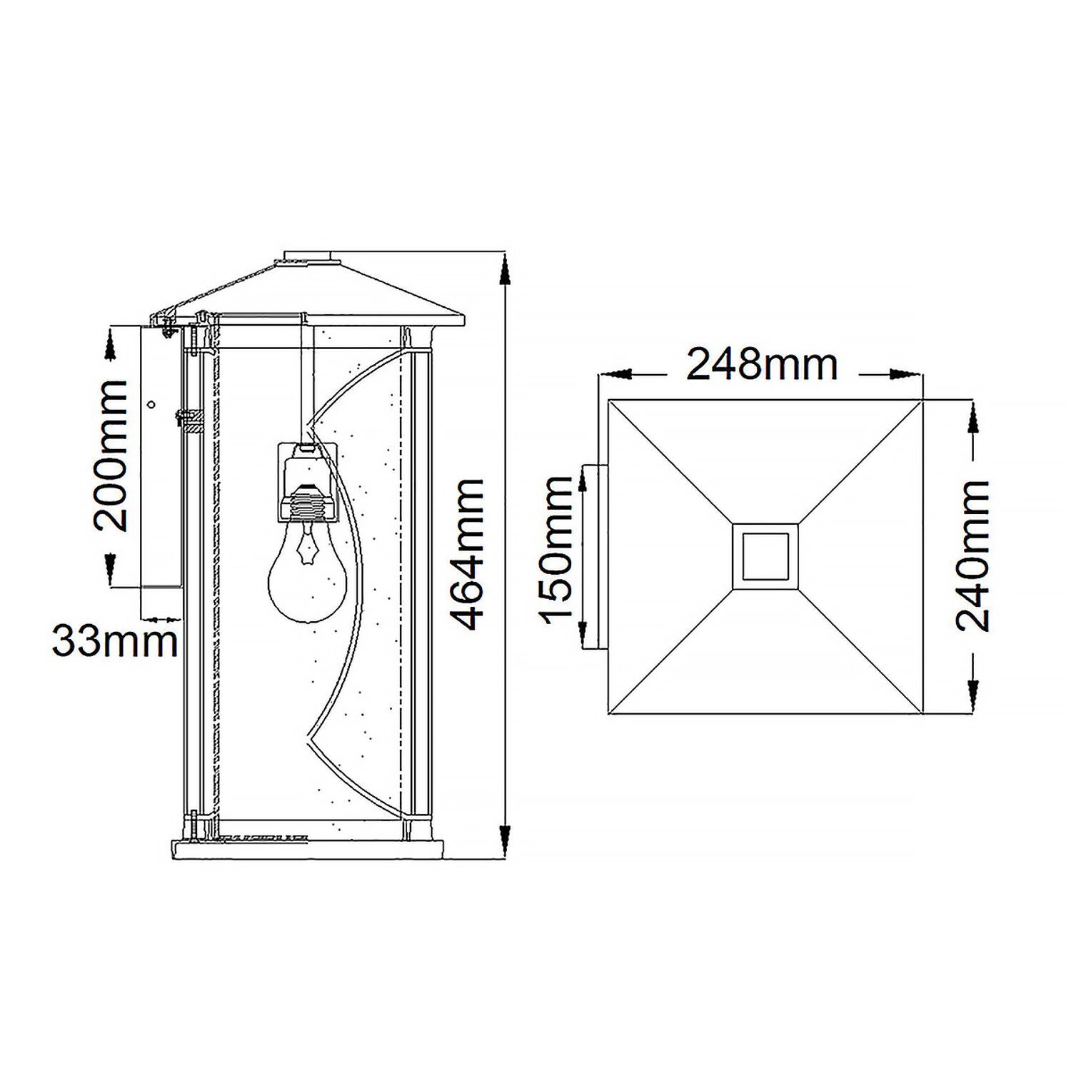 Applique extérieure E27 IP44 H : 46,4 cm noir blanc