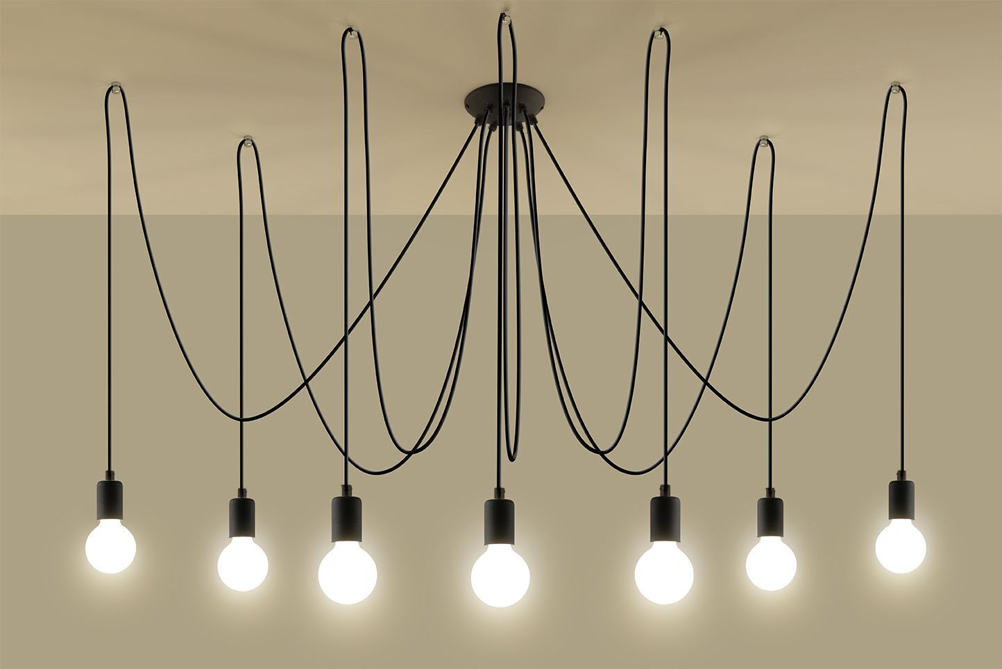 XXL Lampe suspendue noire réglable jusqu'à 3 m E27