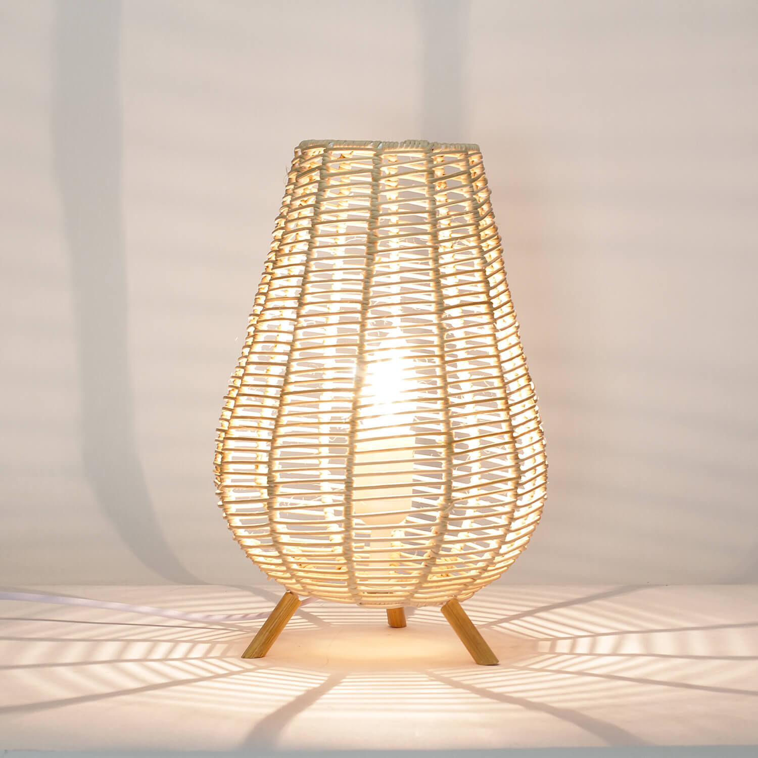 Lampe de table boho corbeille tressée 34,5cm décorative NATHYE