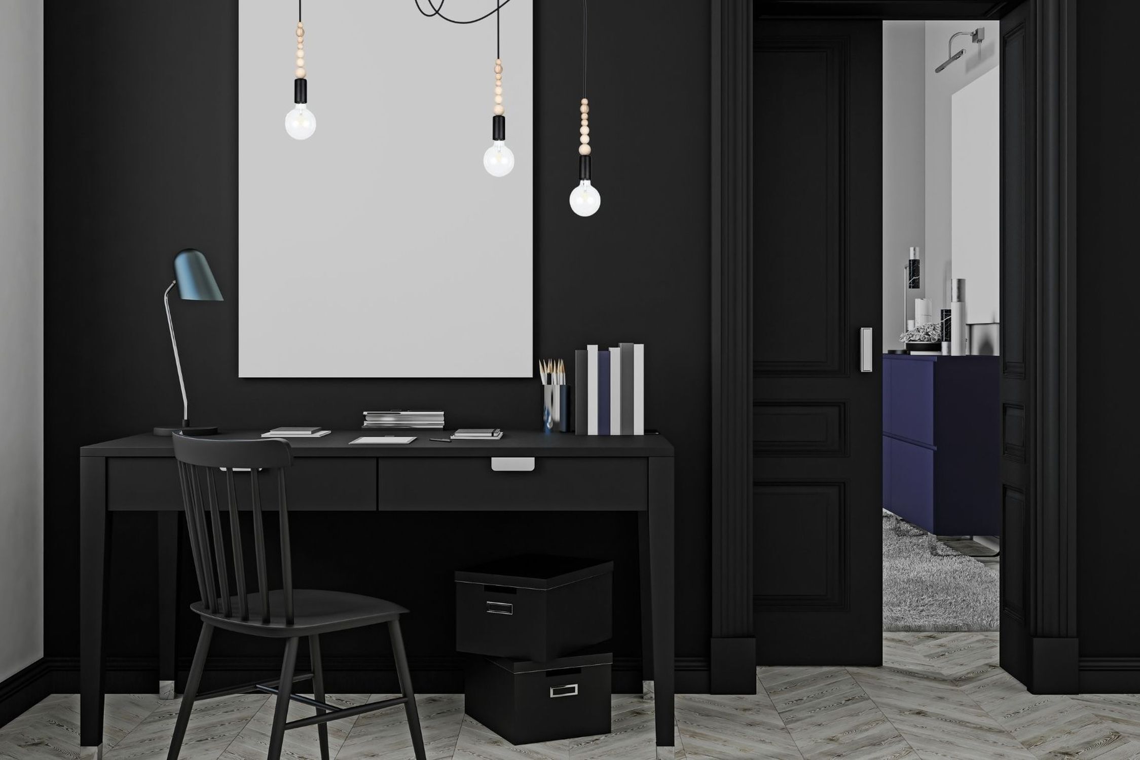 XXL Hängelampe Spider verstellbar L:400 cm E27 Schwarz Schreibtisch, Arbeitszimmer, Schwarz, Lampe, Ordnung