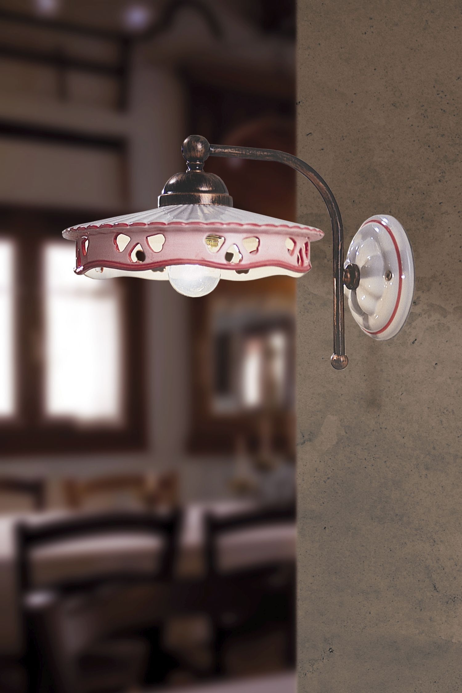 Applique murale céramique métal E27 large 23 cm style campagnard Leuchte, Beleuchtung, Lampe, Drinnen