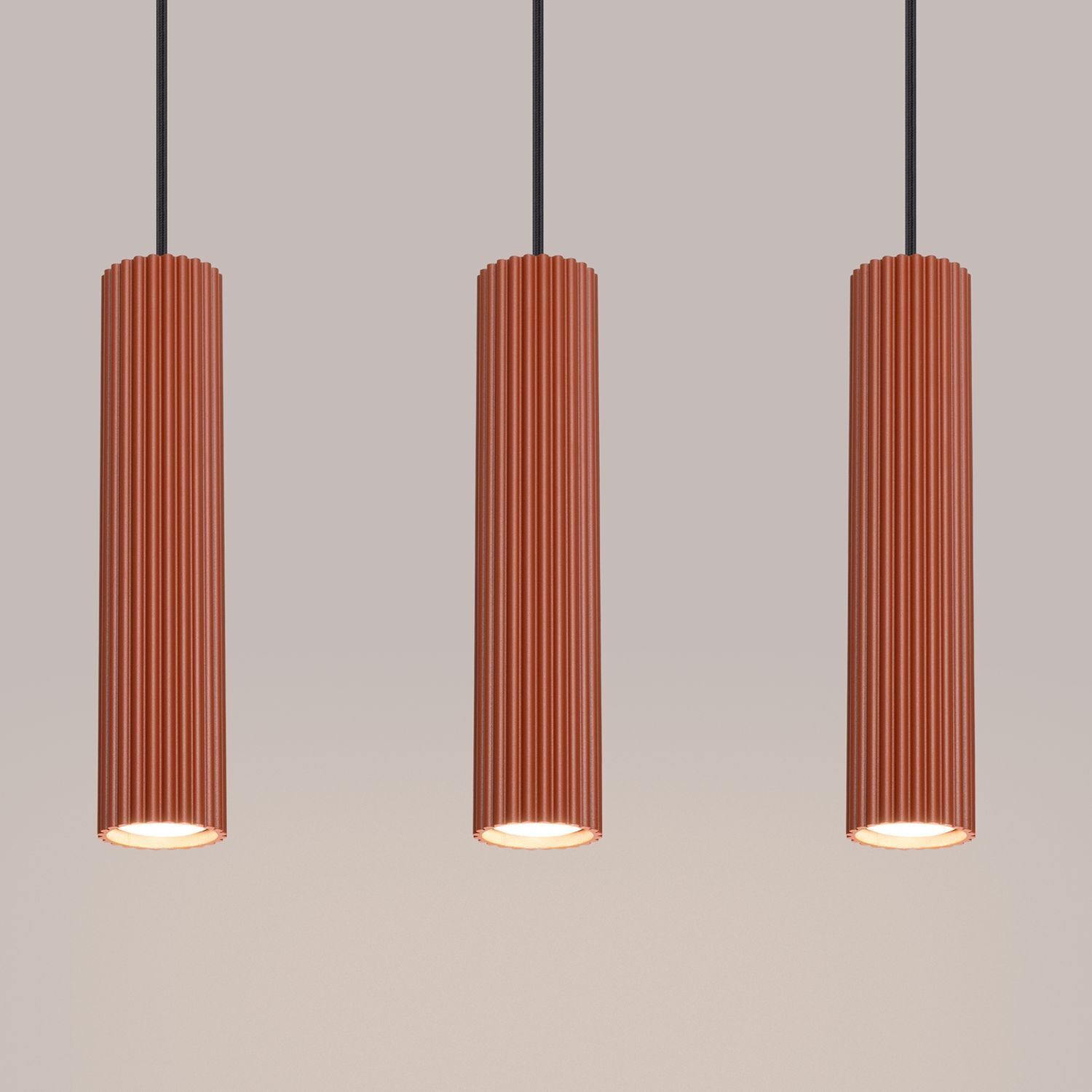 Suspension Moderne GU10 3-flamme L : 45 cm Aluminium en rouge