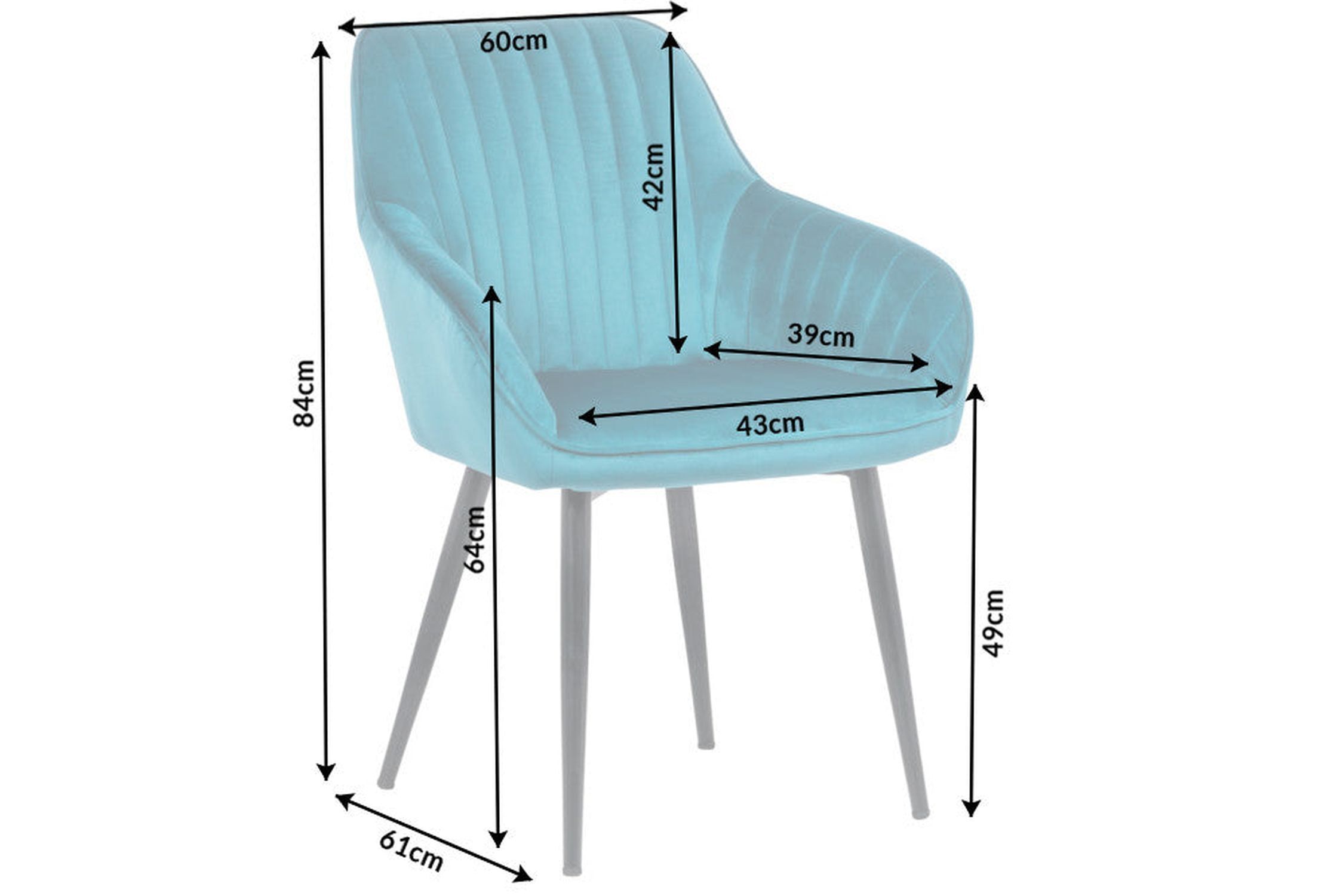 Chaise de salle à manger turquoise noir en velours métal avec accoudoirs Moebel, Stuhl